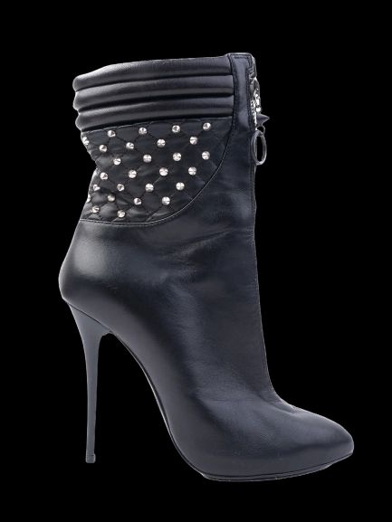 Giuseppe Zanotti Black Leather Quilted High-Heeled Ankle Boots