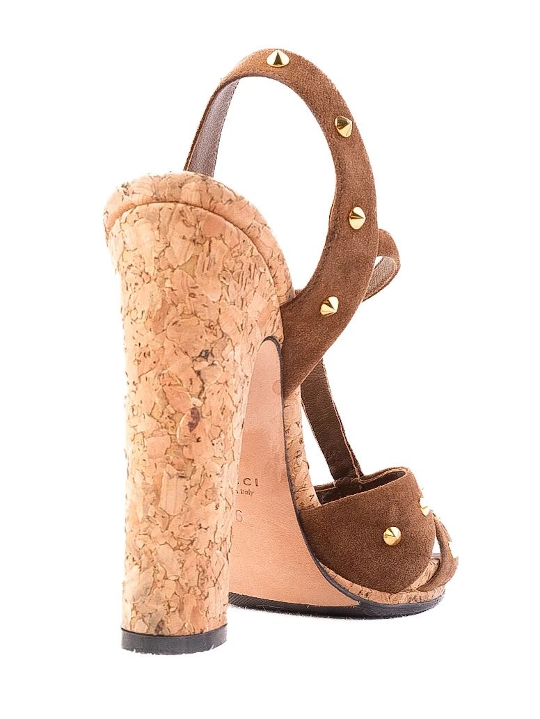 Excellent Gucci Orange High-Heeled Sandals Size 36 with Cork Heel
