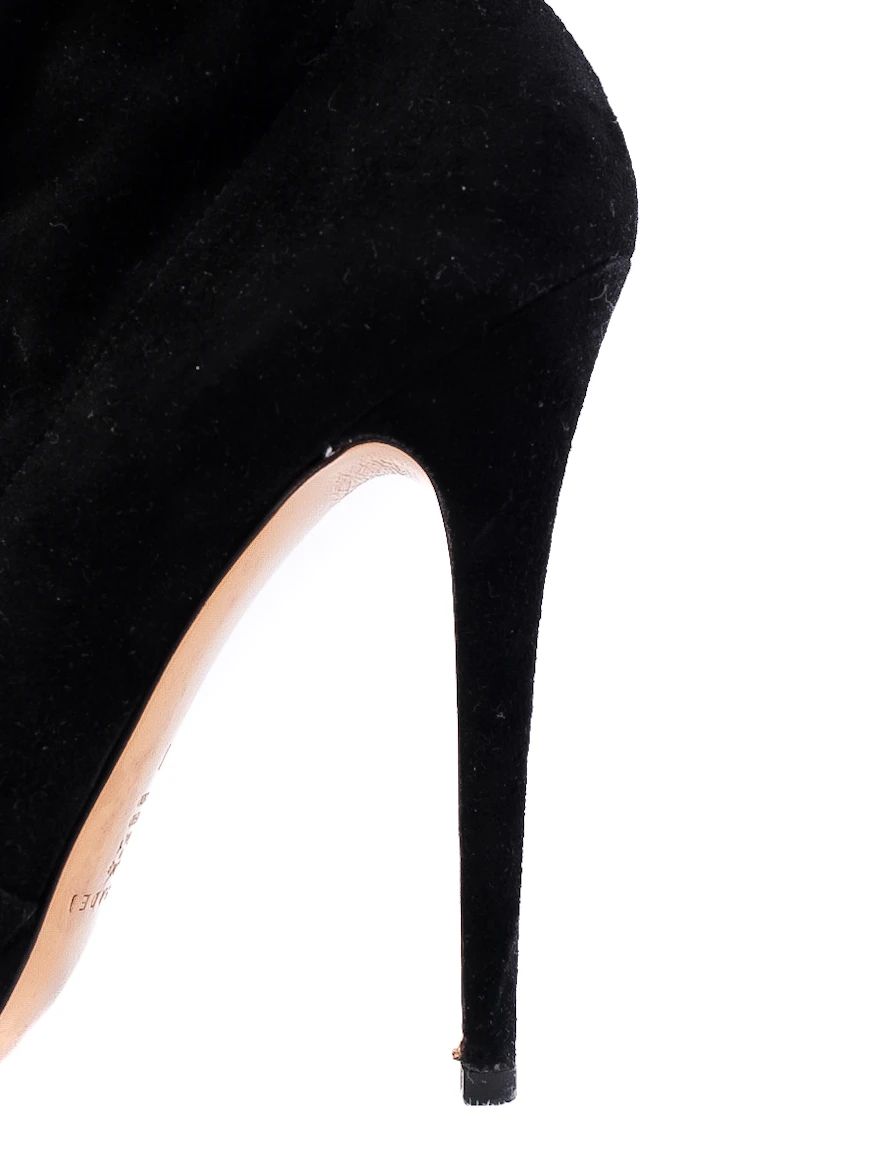 Excellent Casadei Black Genuine Suede High-Heeled Ankle Boots Size N/A
