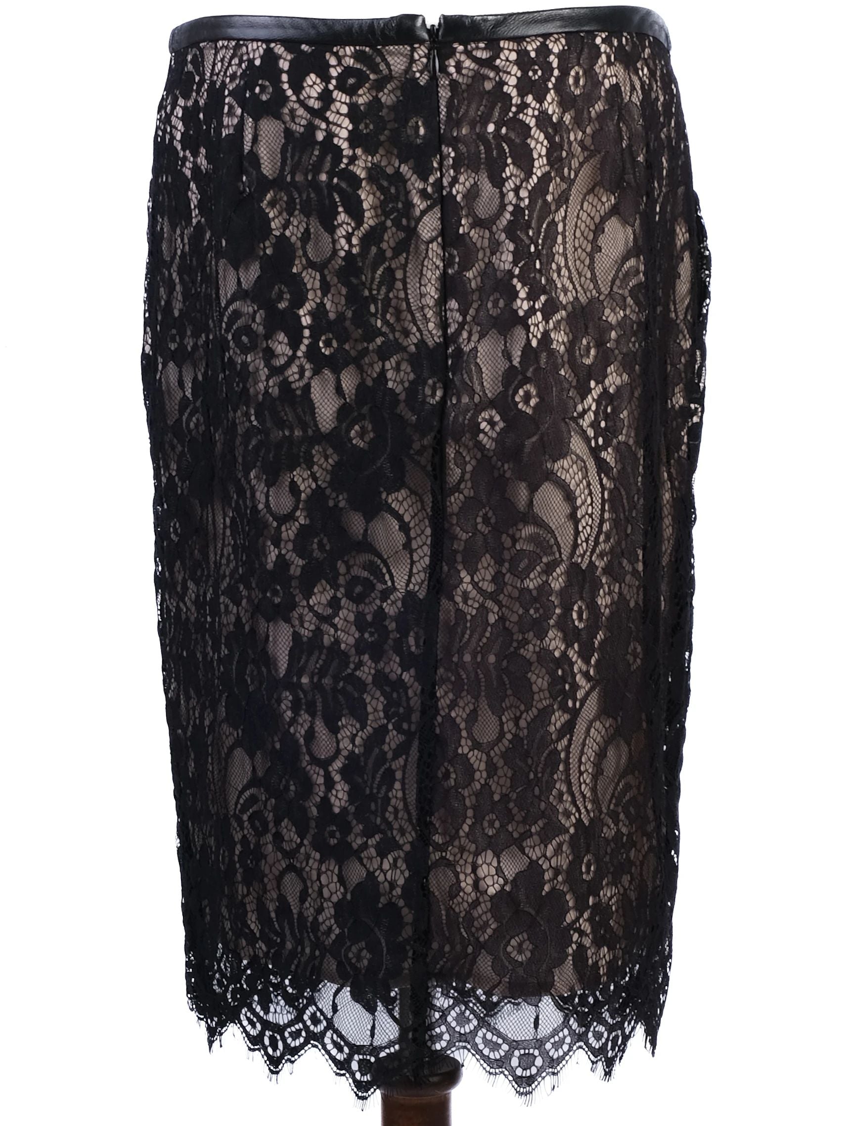 NEW By Malene Birger Black Lace Floral Pencil Skirt Size M