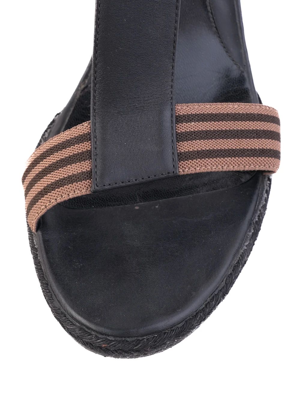 Perfect Fendi Black Leather Wedge Sandals with T-Strap Design