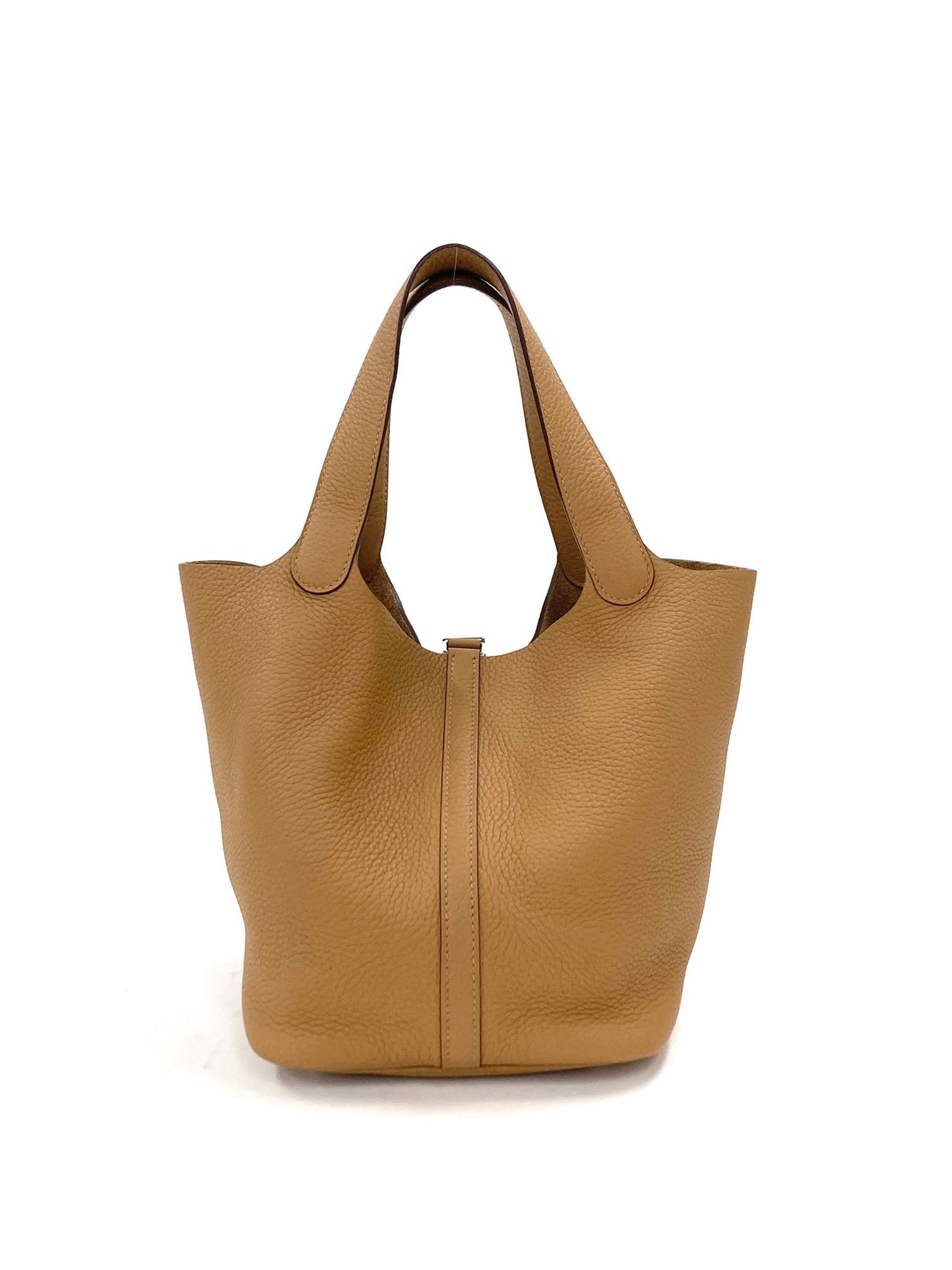 Hermes Beige Picotin MM,Taurillon Clemence PHW  Z Stamp