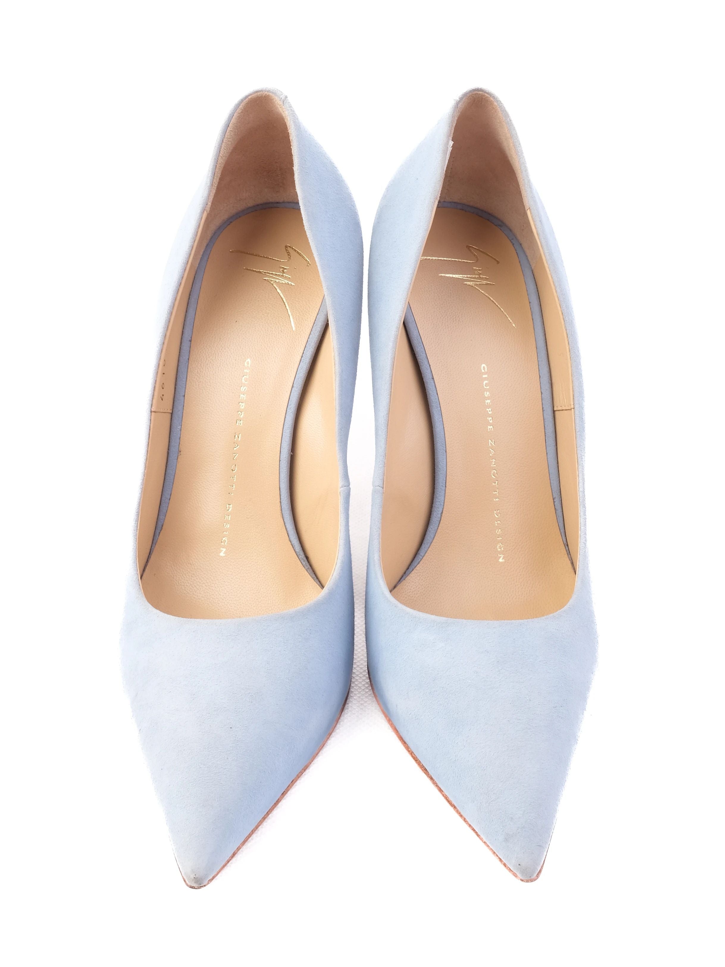Excellent Giuseppe Zanotti Blue Leather High-Heeled Shoes Size 39