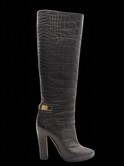 NEW Givenchy Black Leather Knee-High Boots with Gold Buckle Size 37.5