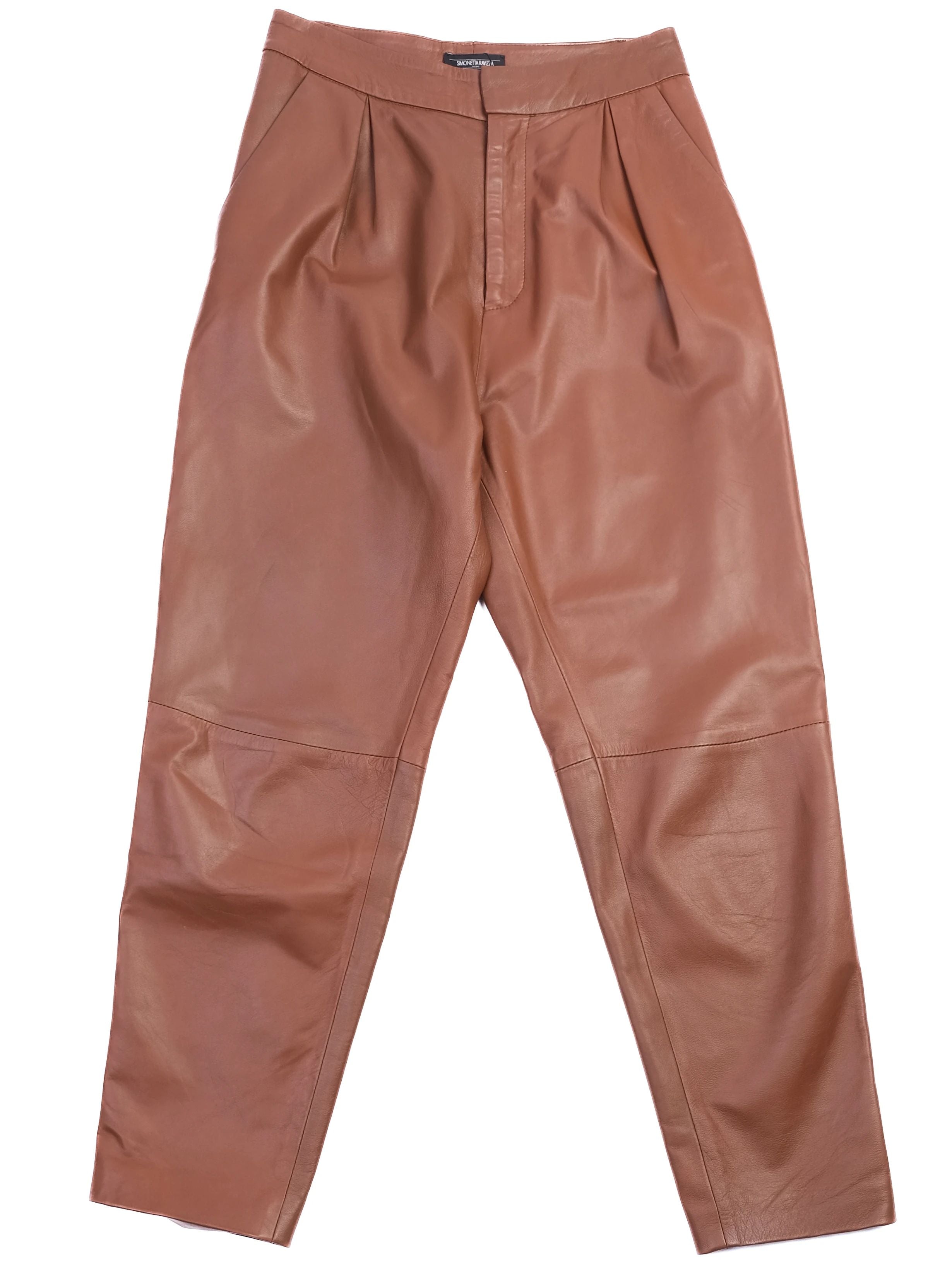Excellent Simonetta Ravizza Orange Leather Pants Size S