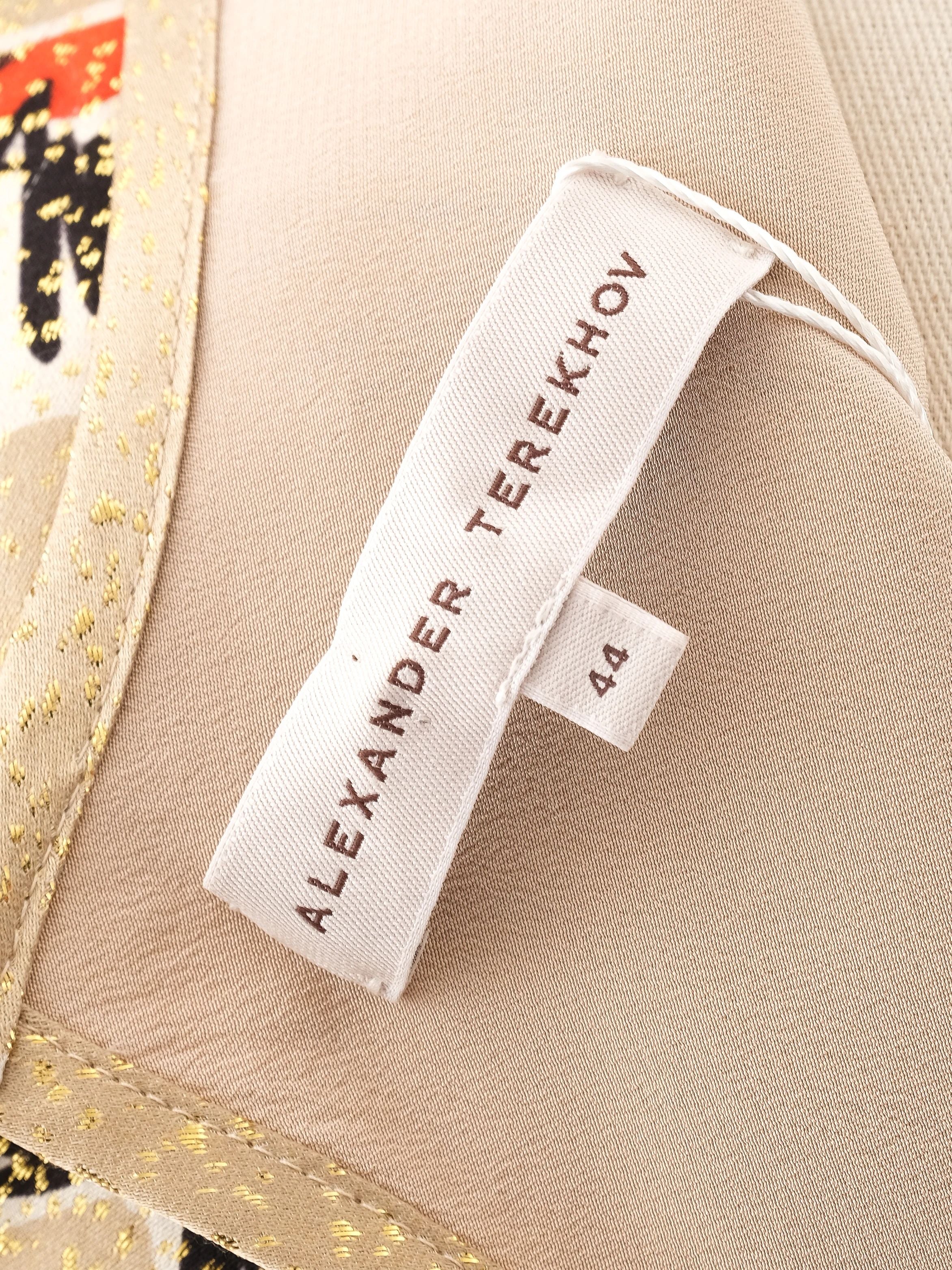 Excellent Alexander Terekhov Yellow Silk Dress with Bird Pattern