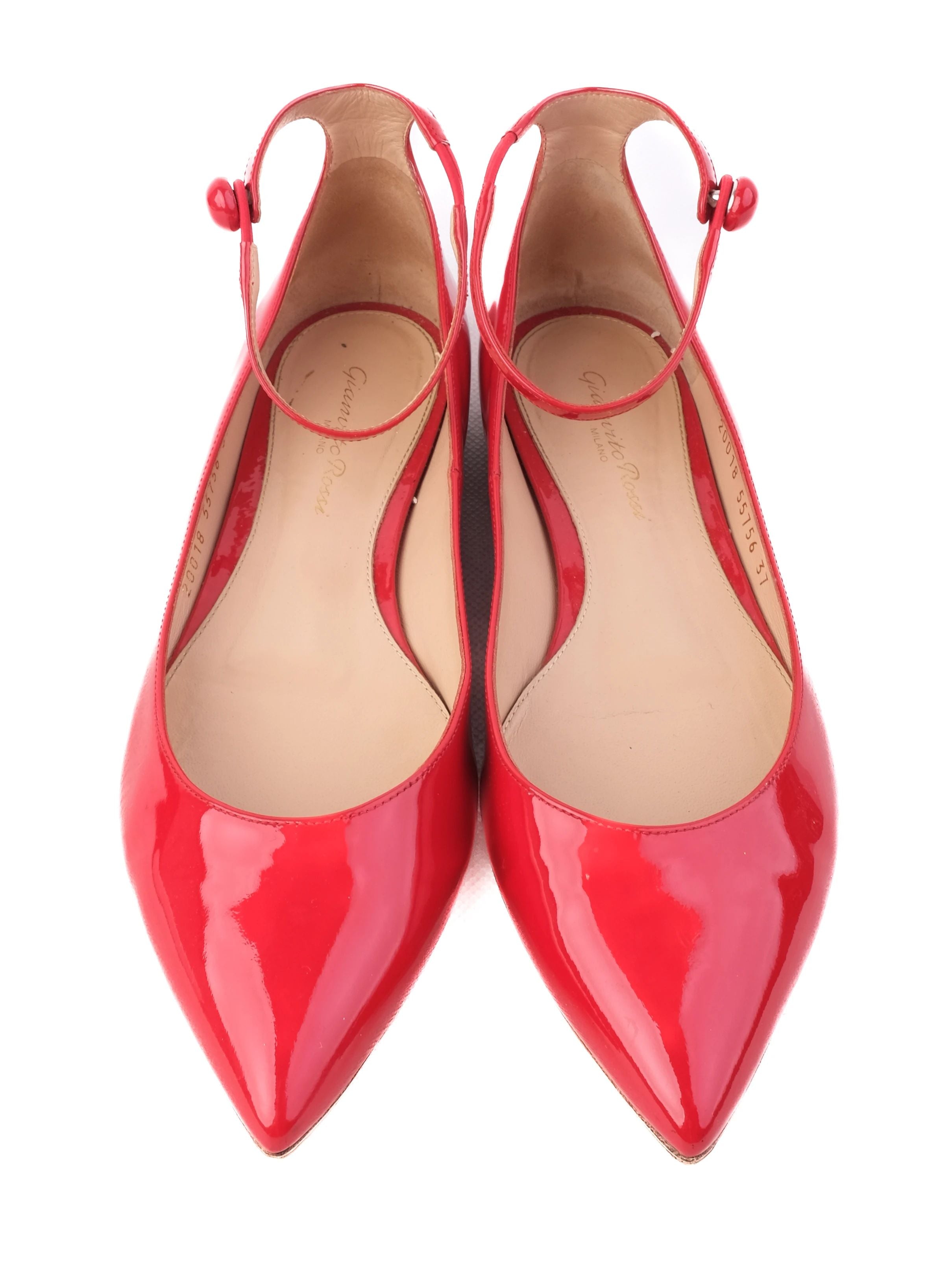Excellent Gianvito Rossi Red Patent Leather Ballet Flats Size 37