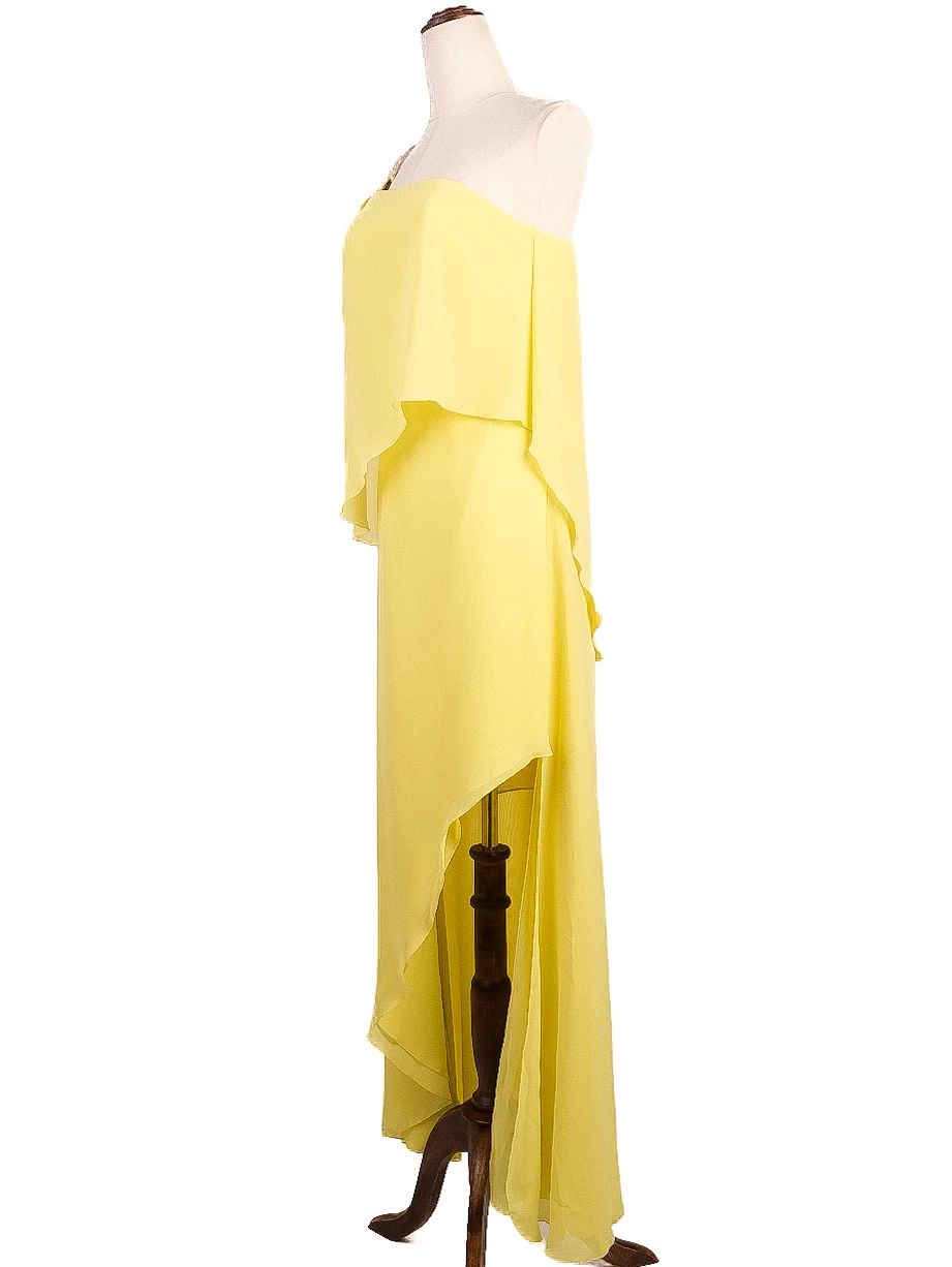 NEW Pronovias Yellow Asymmetrical One-Shoulder Dress Women&