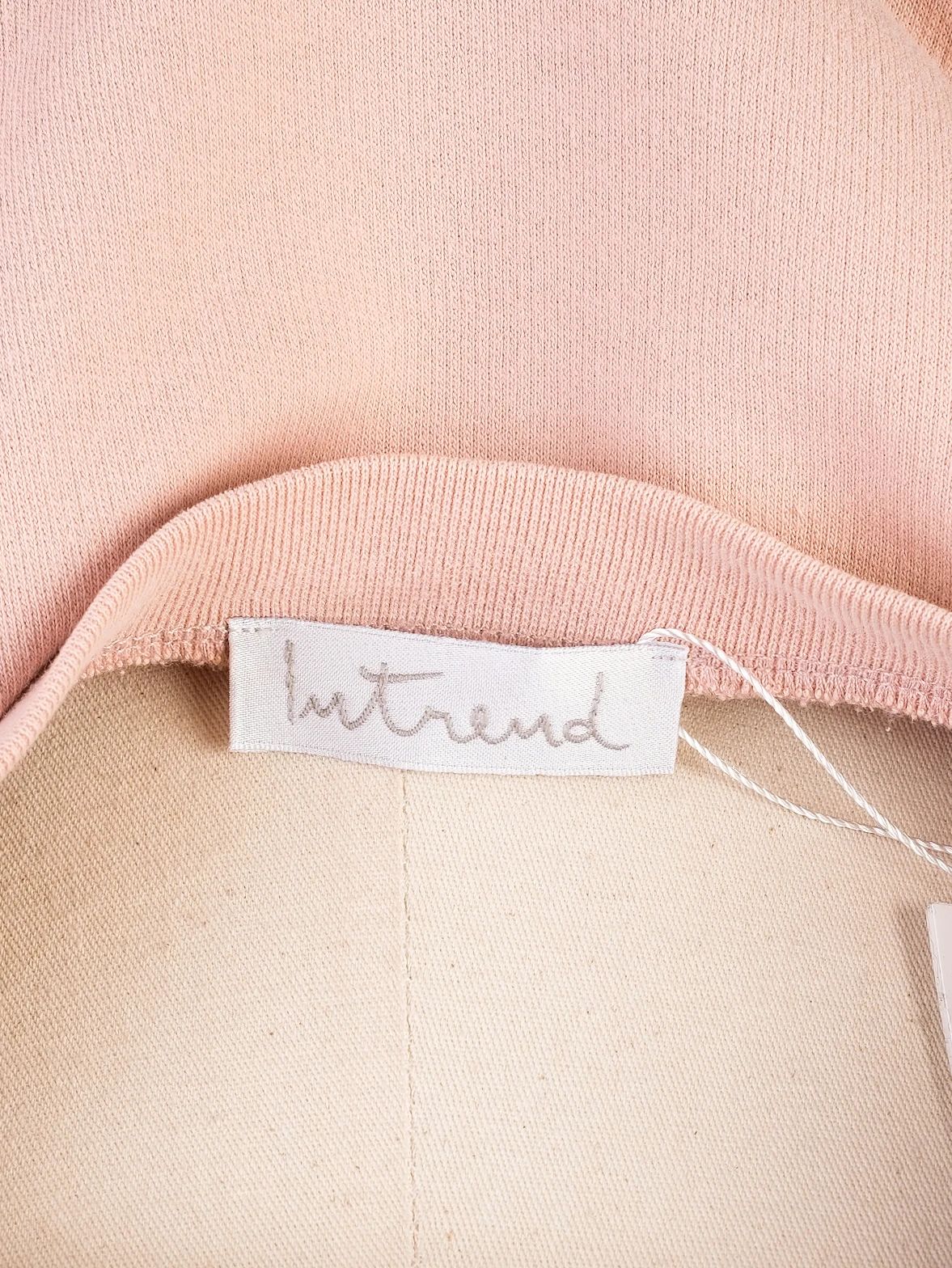 Excellent Intrend Pink Cotton Sweater Size S with Floral Embellishments
