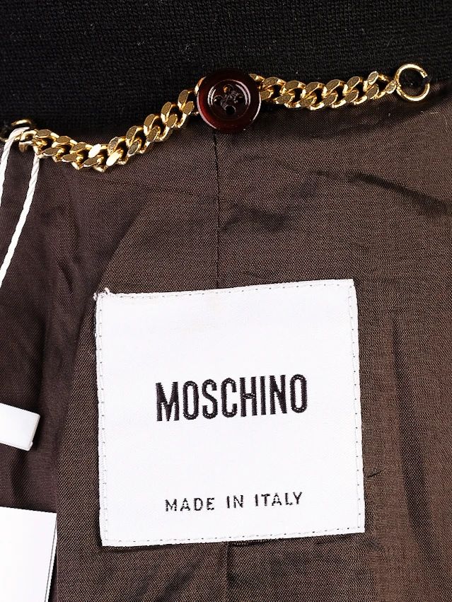 Excellent Moschino Black Wool Swing Coat with Fur Collar for Women