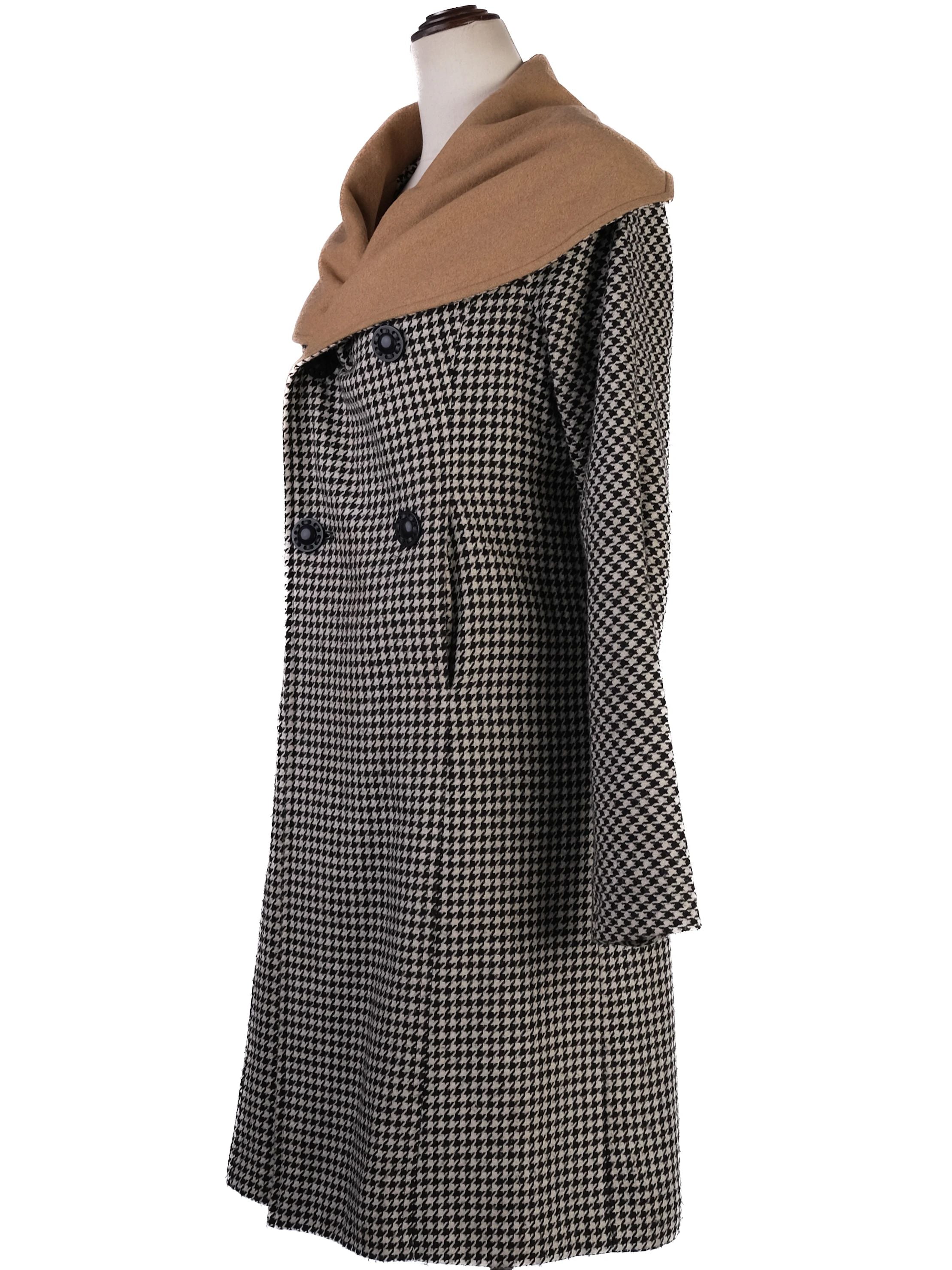EXCELLENT Sportmax Houndstooth Wool Coat Size S with Shawl Collar