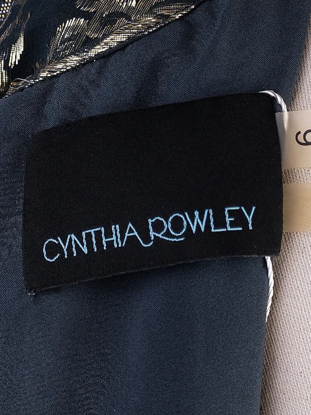 Cynthia Rowley Black Dress Size M Gold Floral Pattern Excellent Condition