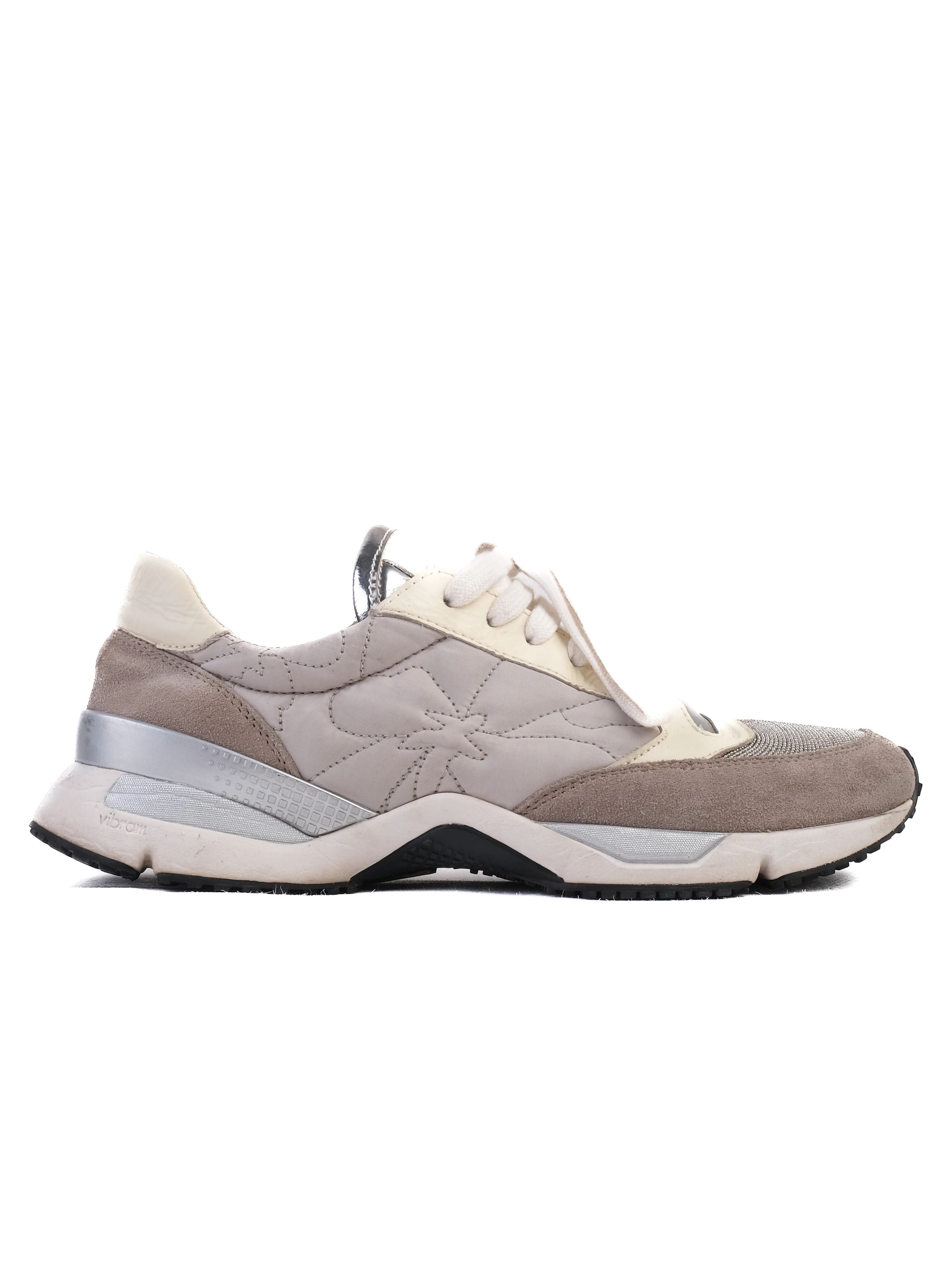 Excellent Brunello Cucinelli Gray Leather Sneakers Size 39