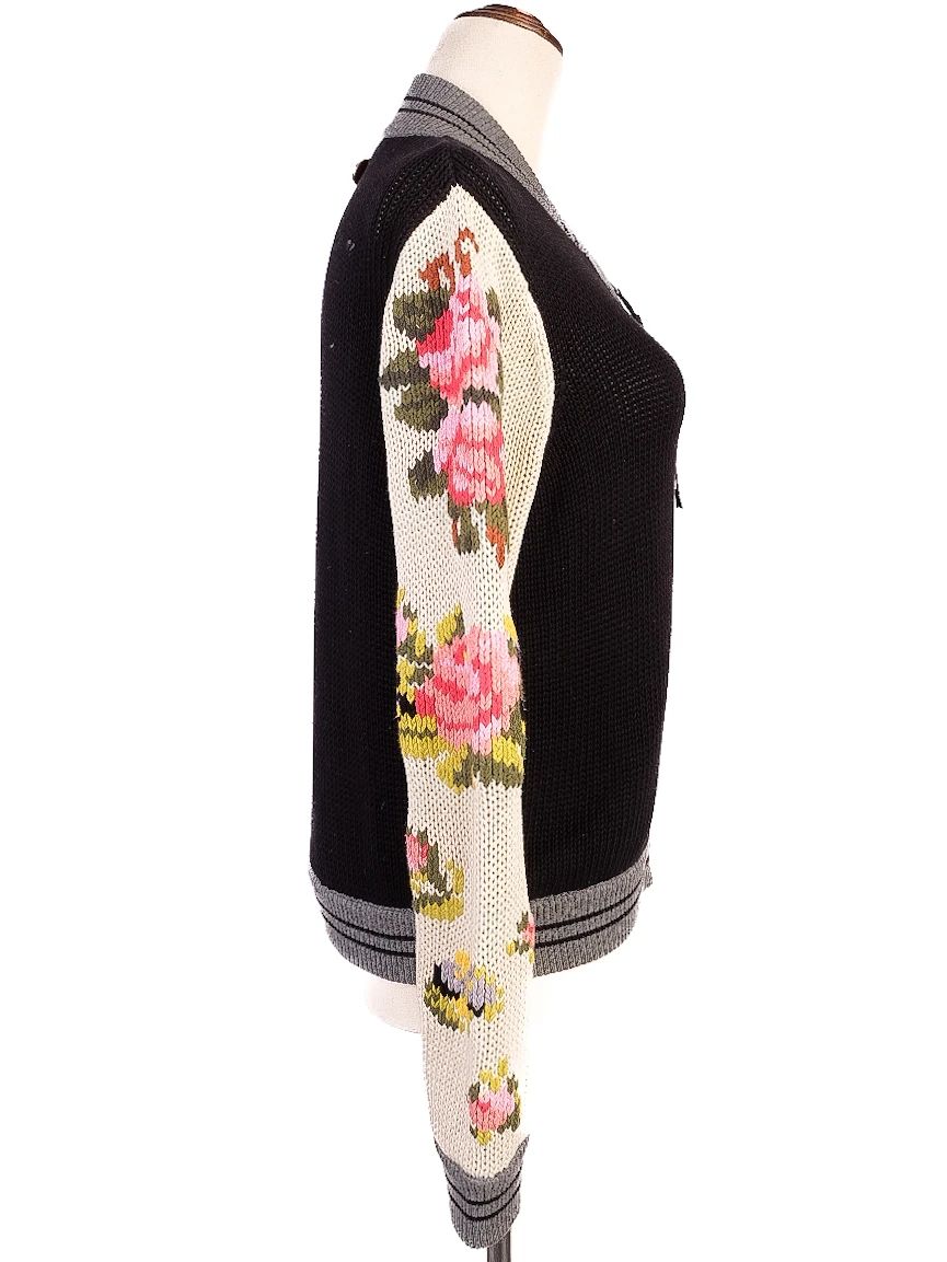 Excellent TWINSET Black Knitted Cardigan Natural Cotton Size M