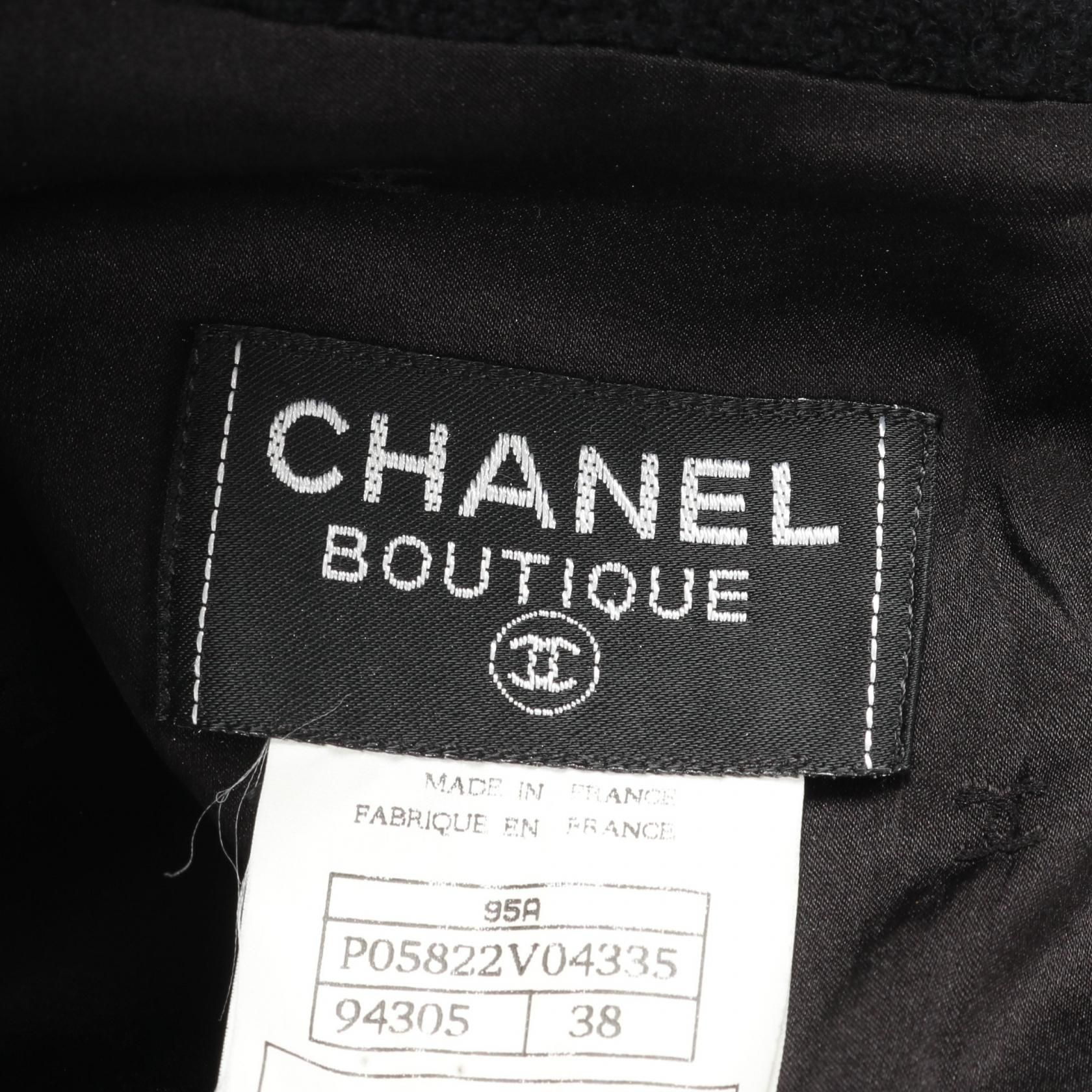 Chanel Black Coco Mark Button Dress Wool P 05822v 04335
