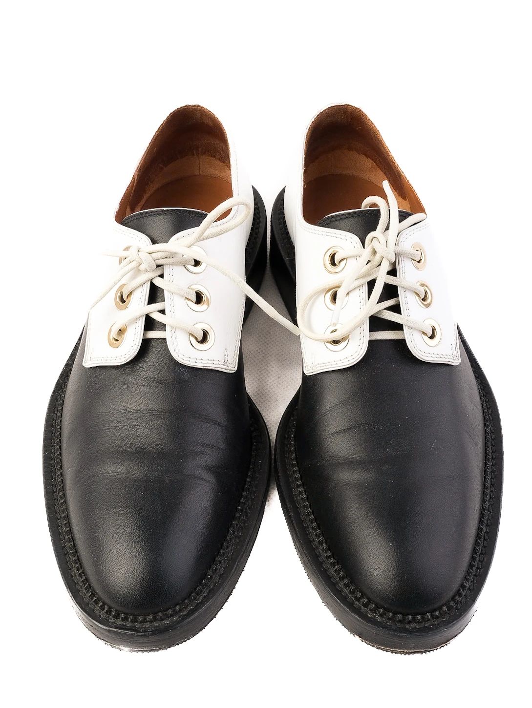 Excellent Givenchy Black & White Leather Saddle Shoes Size 34.5
