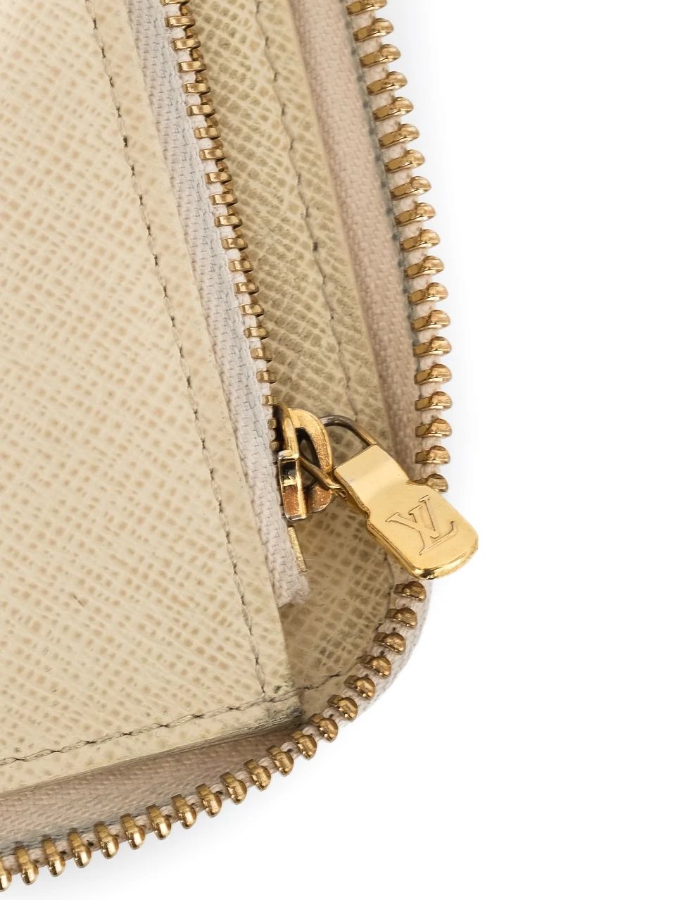 Excellent Louis Vuitton Checkered Leather Wallet with Gold Zipper