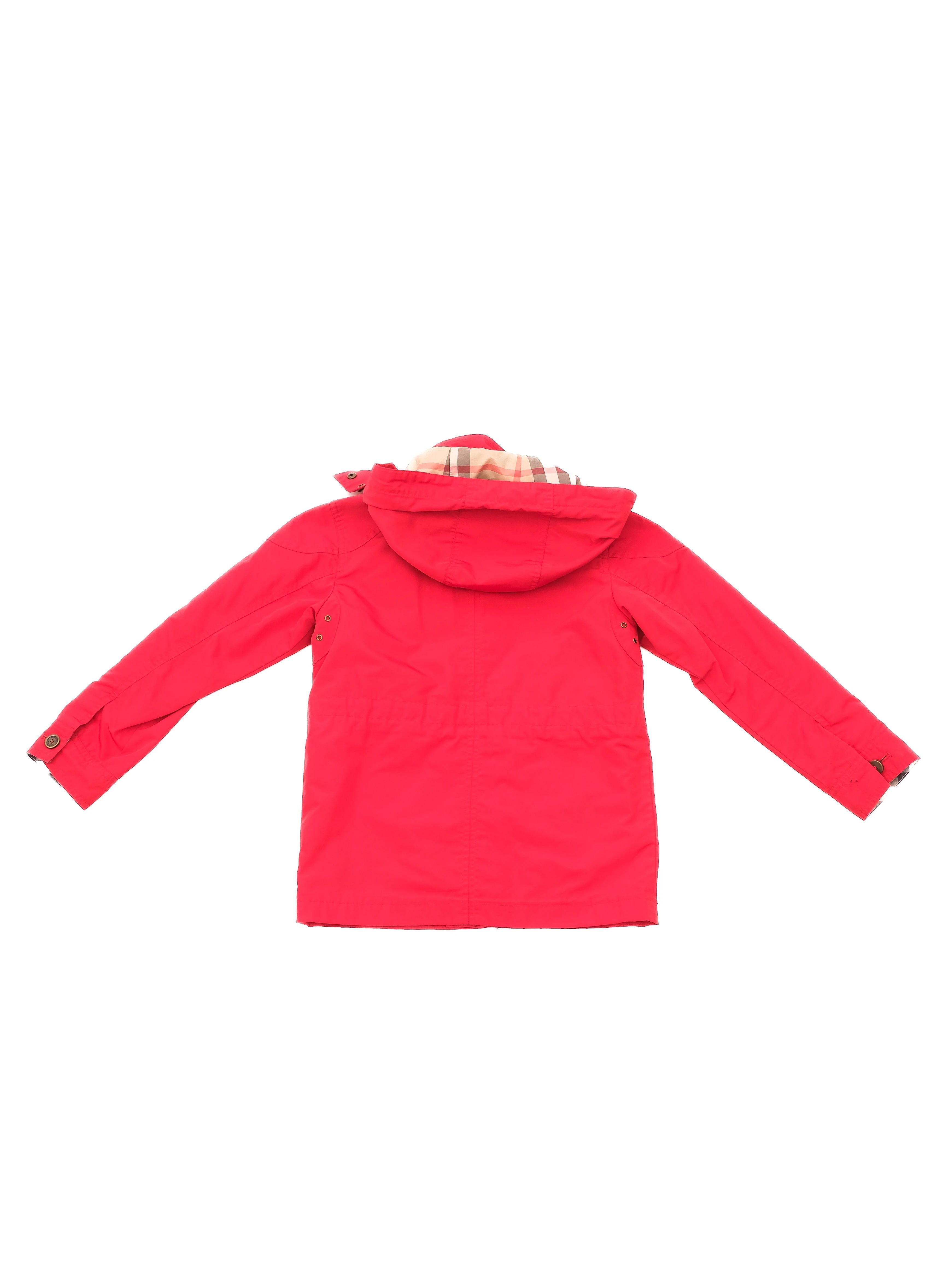 Excellent Burberry Red Hooded Jacket for Kids Size 8 Nylon