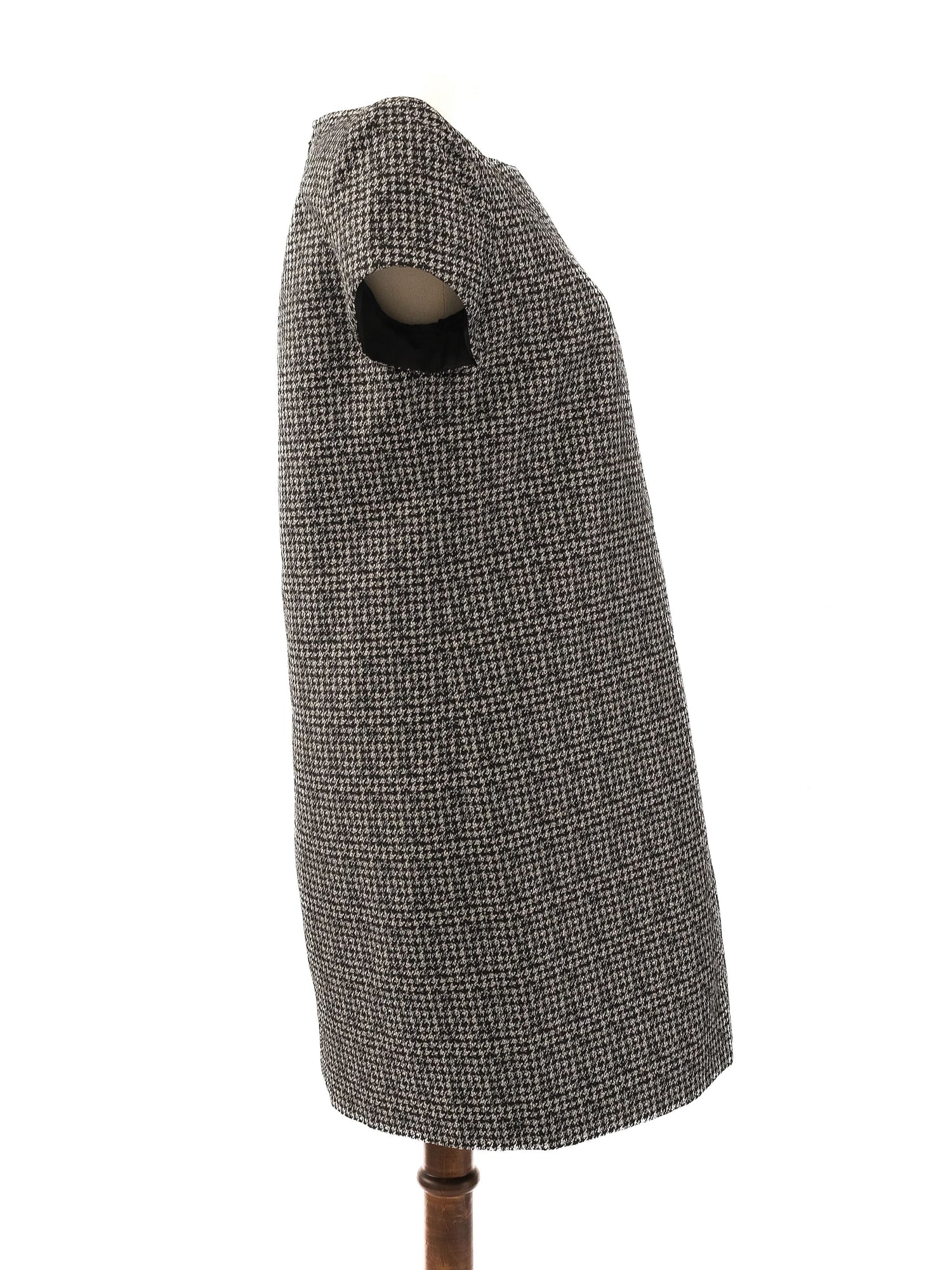 Saint Laurent Gray Silk Houndstooth Dress Size M - Excellent Condition