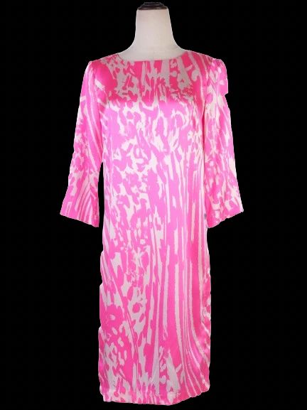 NEW By Malene Birger Pink Silk Dress Size XS with Abstract Pattern