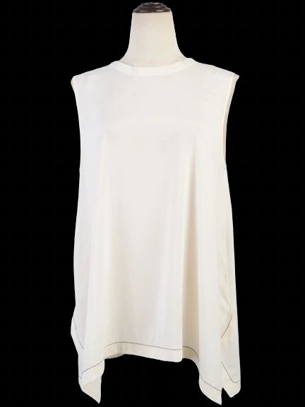 Excellent Brunello Cucinelli White Silk Top Size XL Made in Italy
