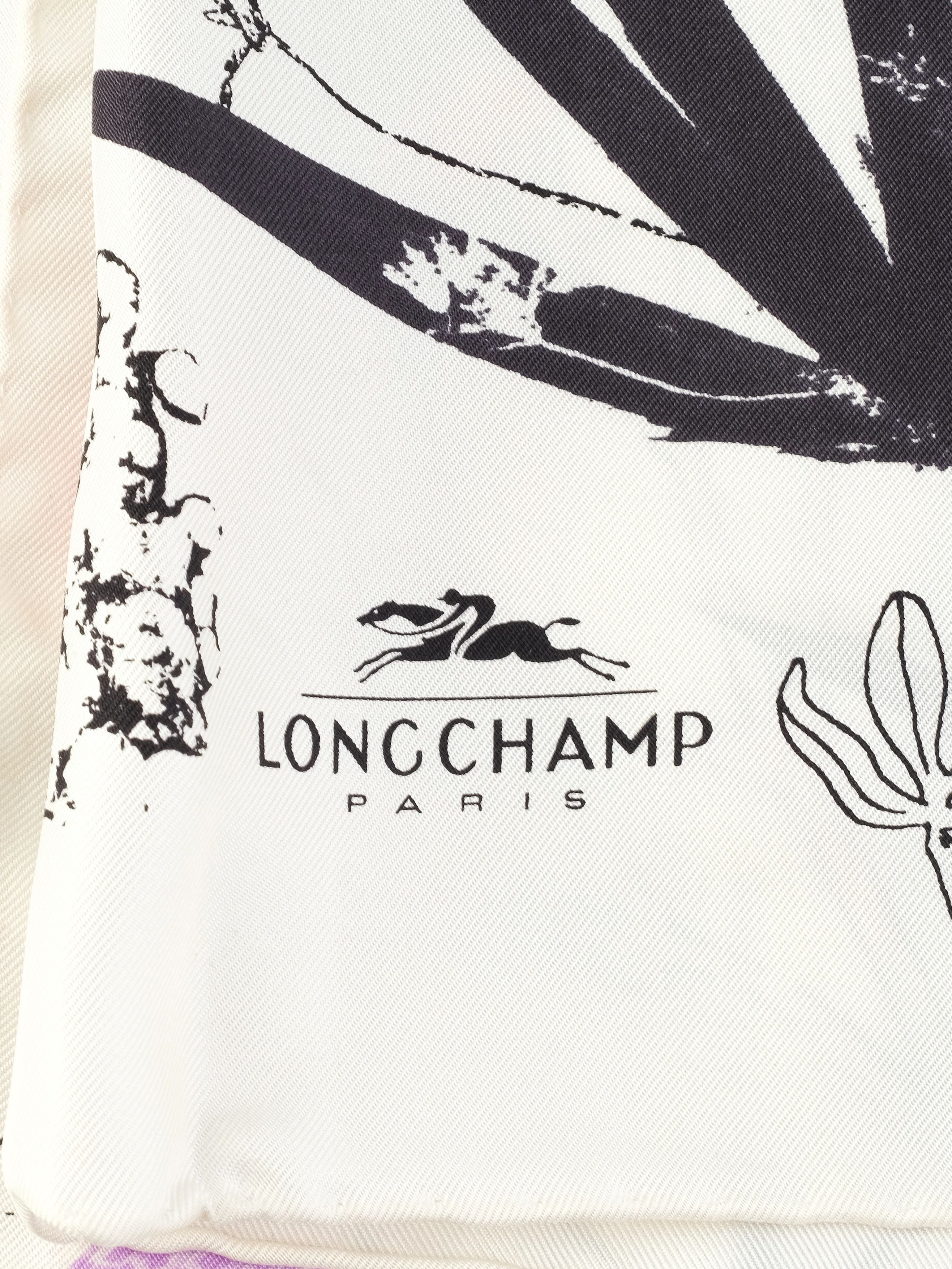 Perfect Longchamp Floral Design Silk Scarf Combined Colors 100% Silk