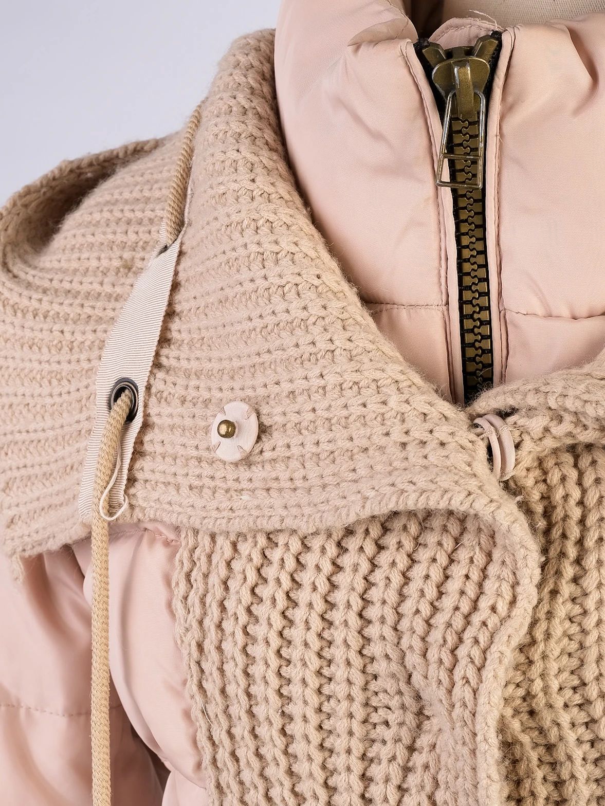 Excellent Tory Burch White Puffer Jacket Size S with Knit Overlay