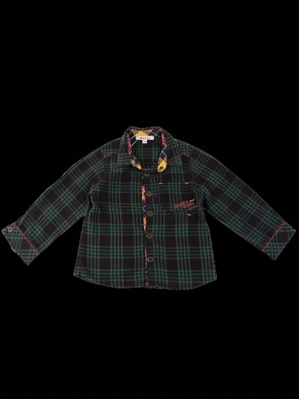 Excellent Kenzo Kids Green Cotton Plaid Shirt Size 3 with Embroidery