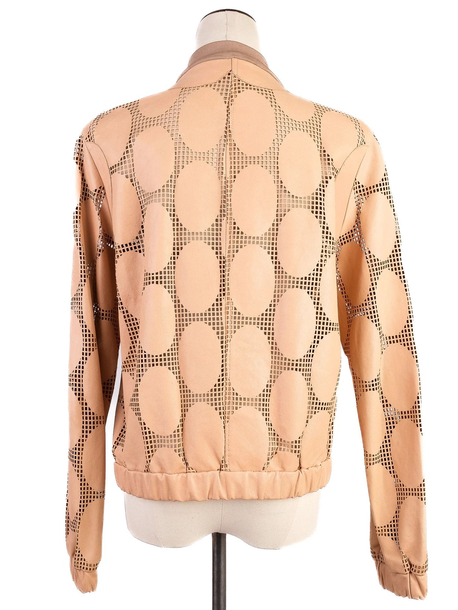 Excellent DROMe Orange Leather Bomber Jacket Size S with Cutouts
