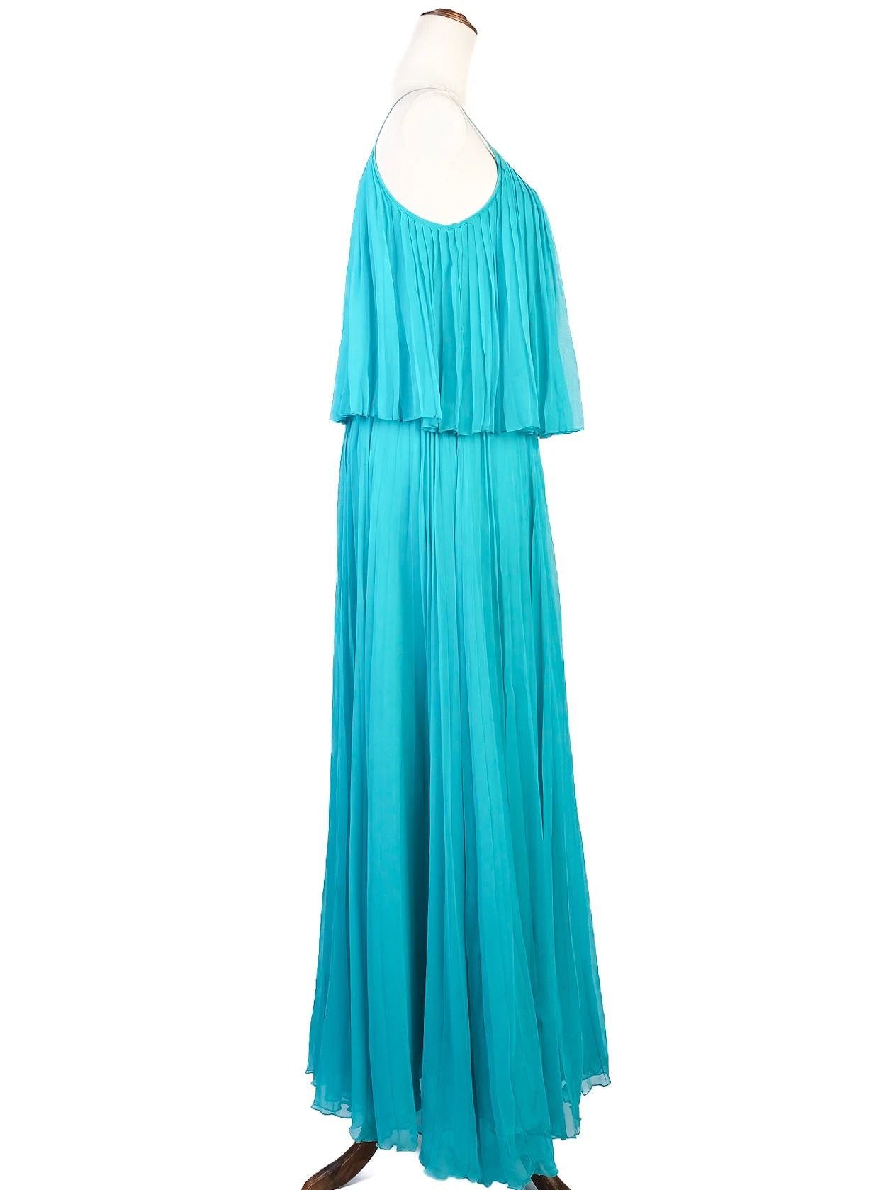 Halston Excellent Condition Blue Cotton Maxi Dress Women Size M