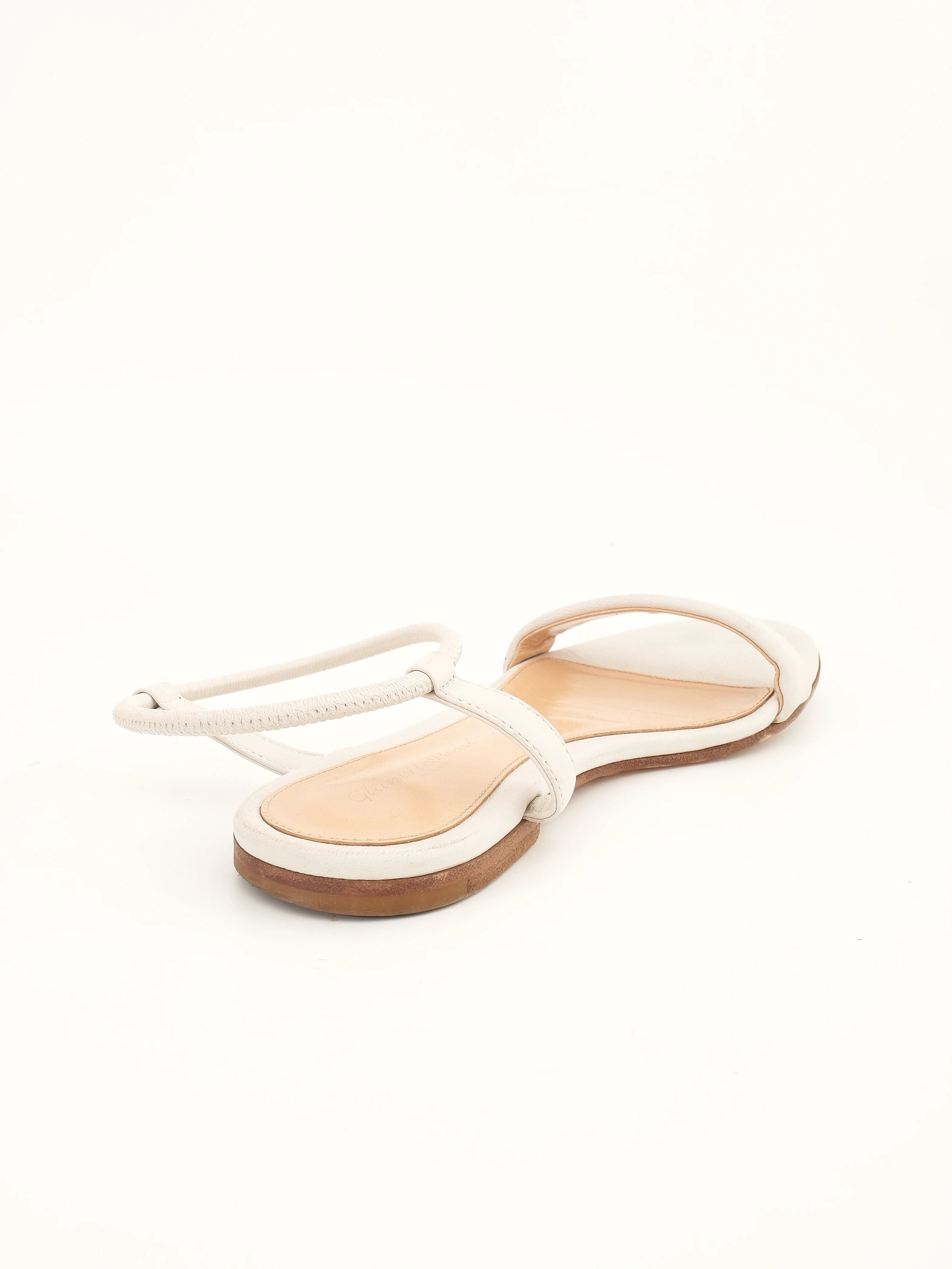 Good Gianvito Rossi White Leather Sandals Size 36.5 for Women