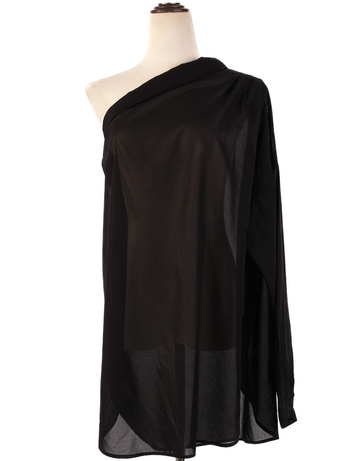 Excellent Haider Ackermann Black Sheer One-Shoulder Top Size M