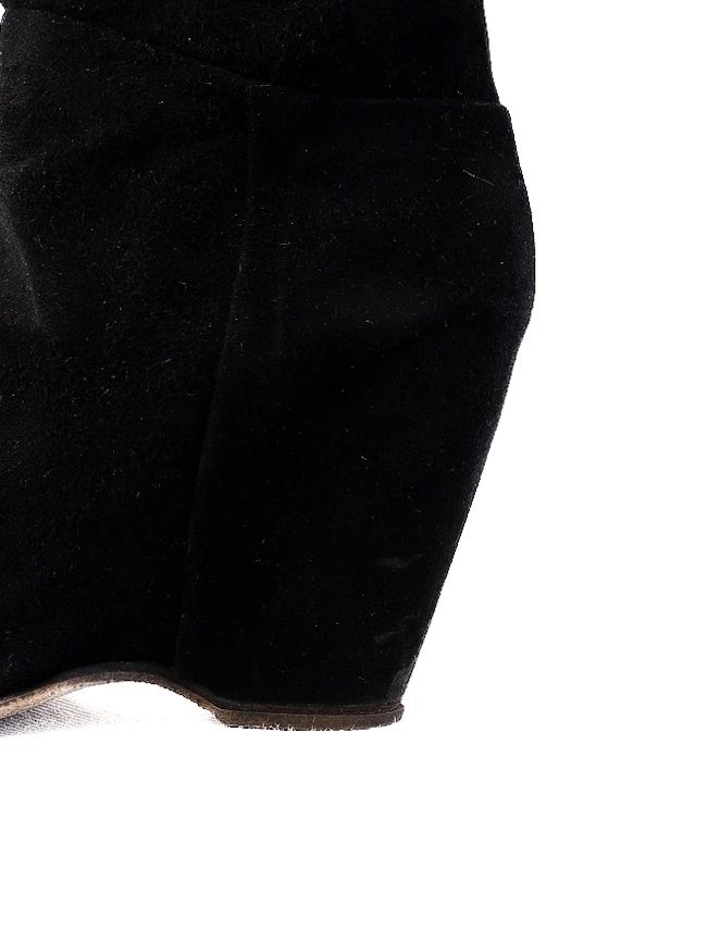 Excellent Giuseppe Zanotti Black Genuine Suede Knee-High Wedge Boots Size 36