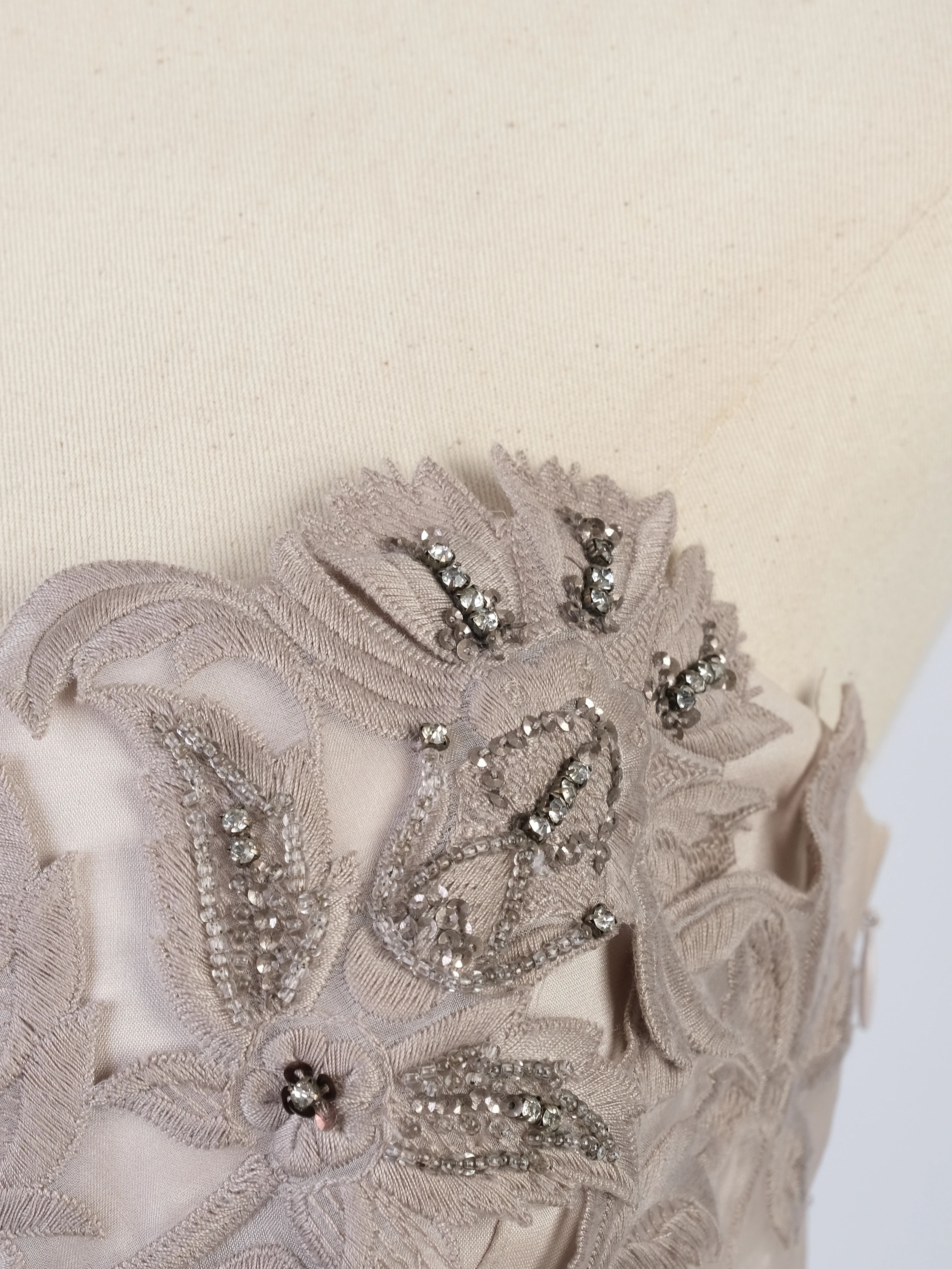 Perfect Karen Millen Gray Silk Strapless Dress Size M