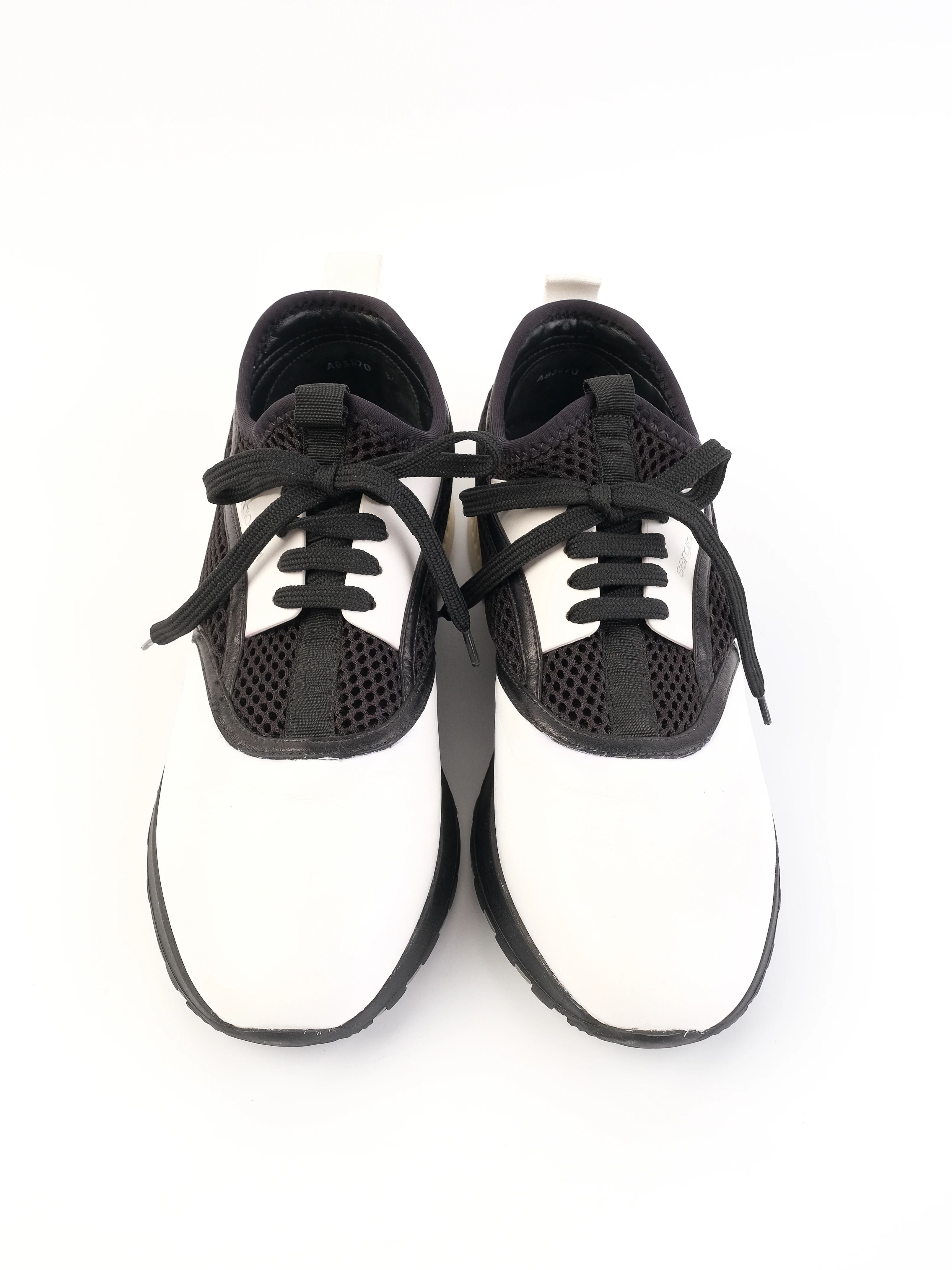 Excellent Sergio Rossi Sneakers Black and White Leather Size 39