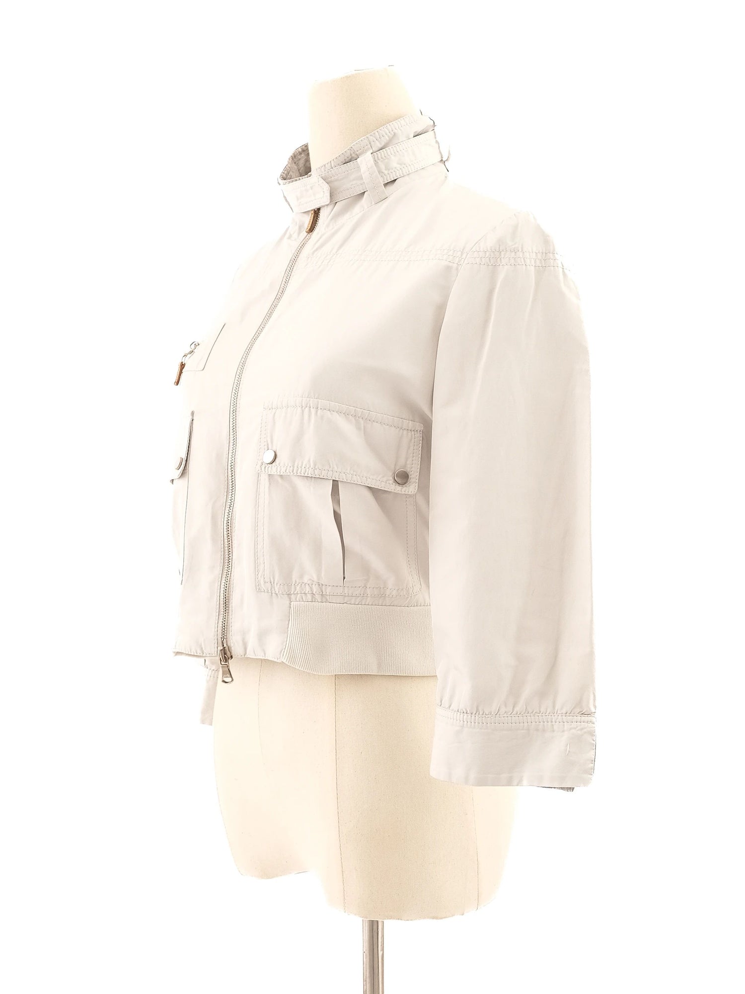 Excellent Brunello Cucinelli Gray Silk Cropped Jacket Size S