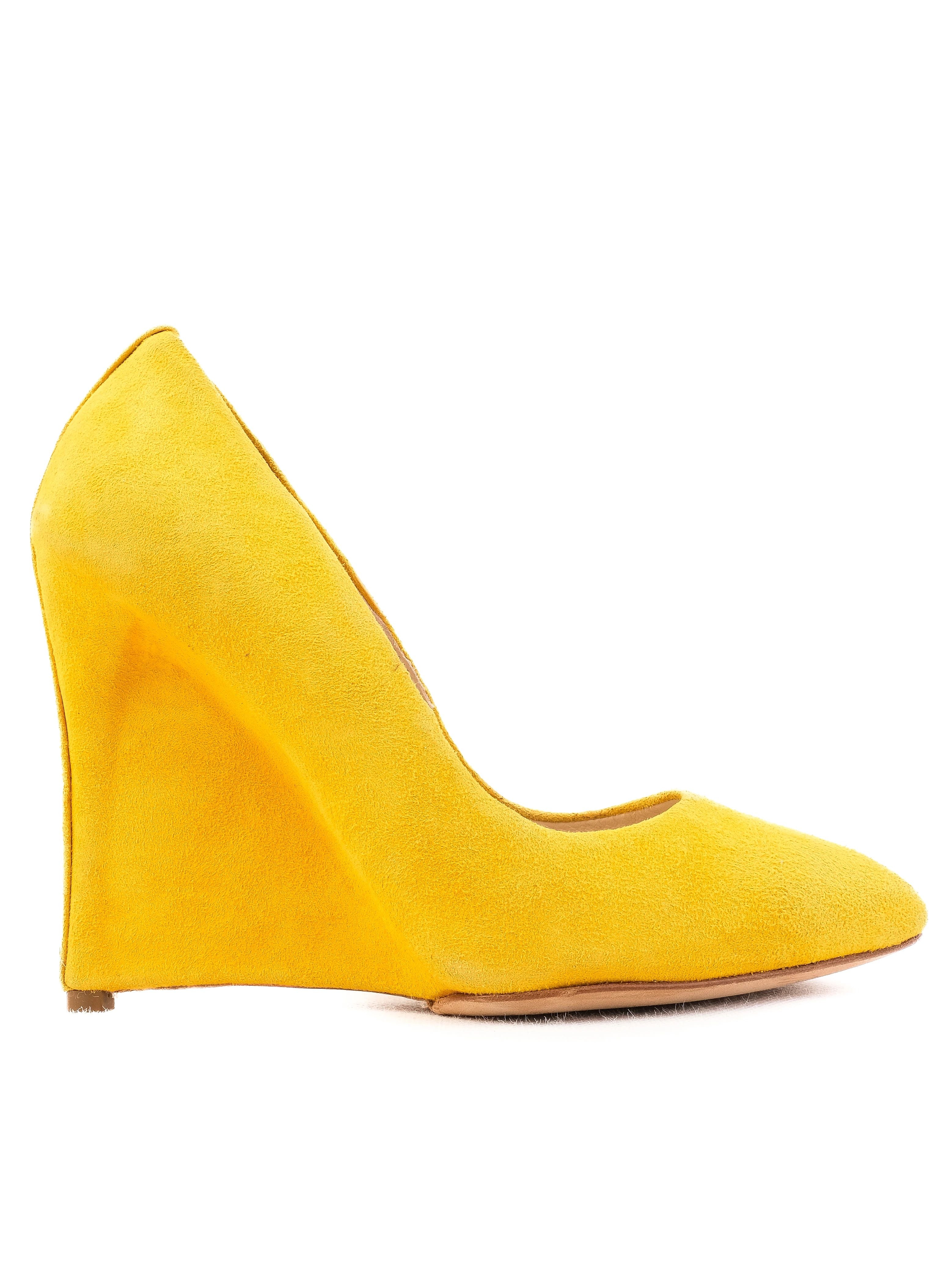 Perfect Neil Barrett Yellow Genuine Suede Wedge-Heeled Shoes Size 38