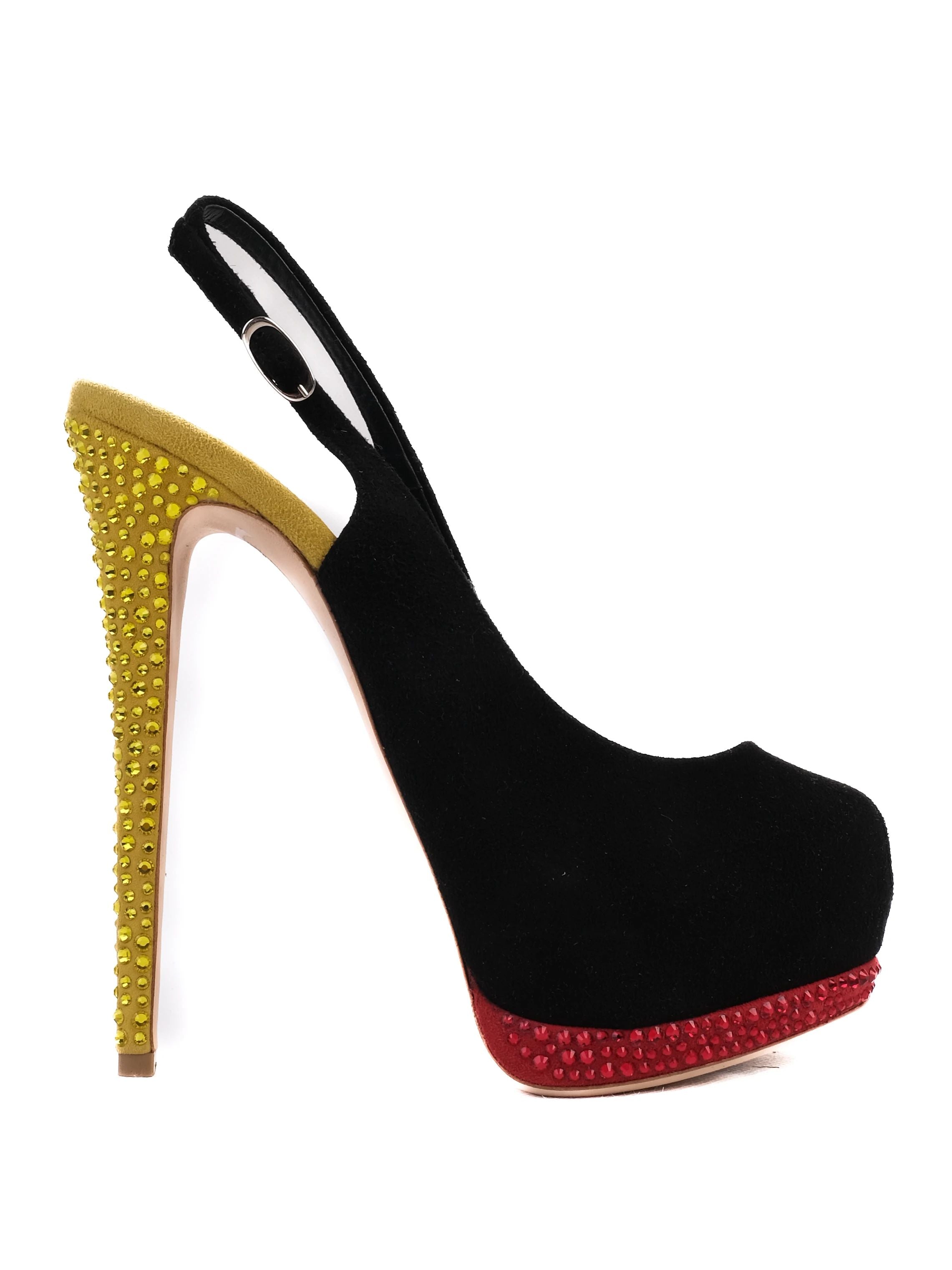 Perfect Giuseppe Zanotti Black Leather Slingback Heels Size 39