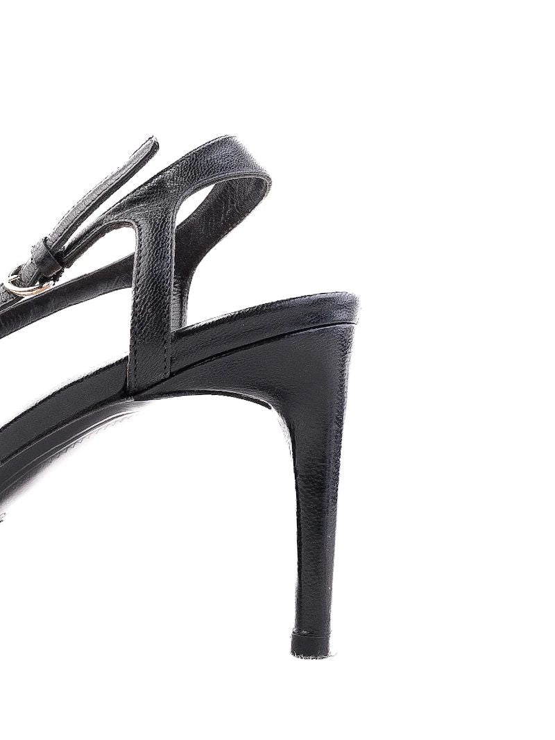Excellent Bally Black High-Heeled Sandals Size 37.5 with Buckle Detail