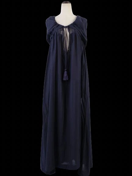 Excellent Thierry Colson Purple Silk Dress Size M with Tassels