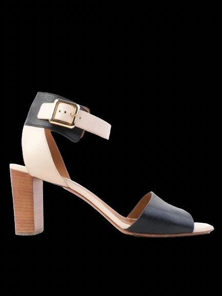 Chloe High-Heeled Sandals Leather Size 41.5 Two-Tone Black Beige