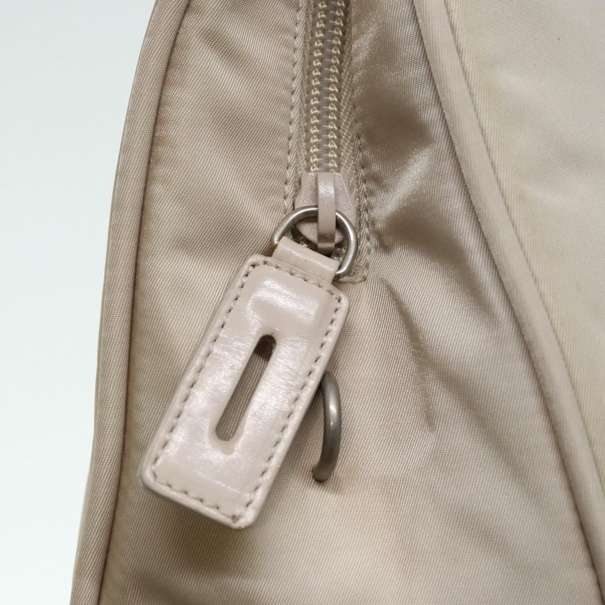 Prada Hand Bag Nylon Beige Silver Auth