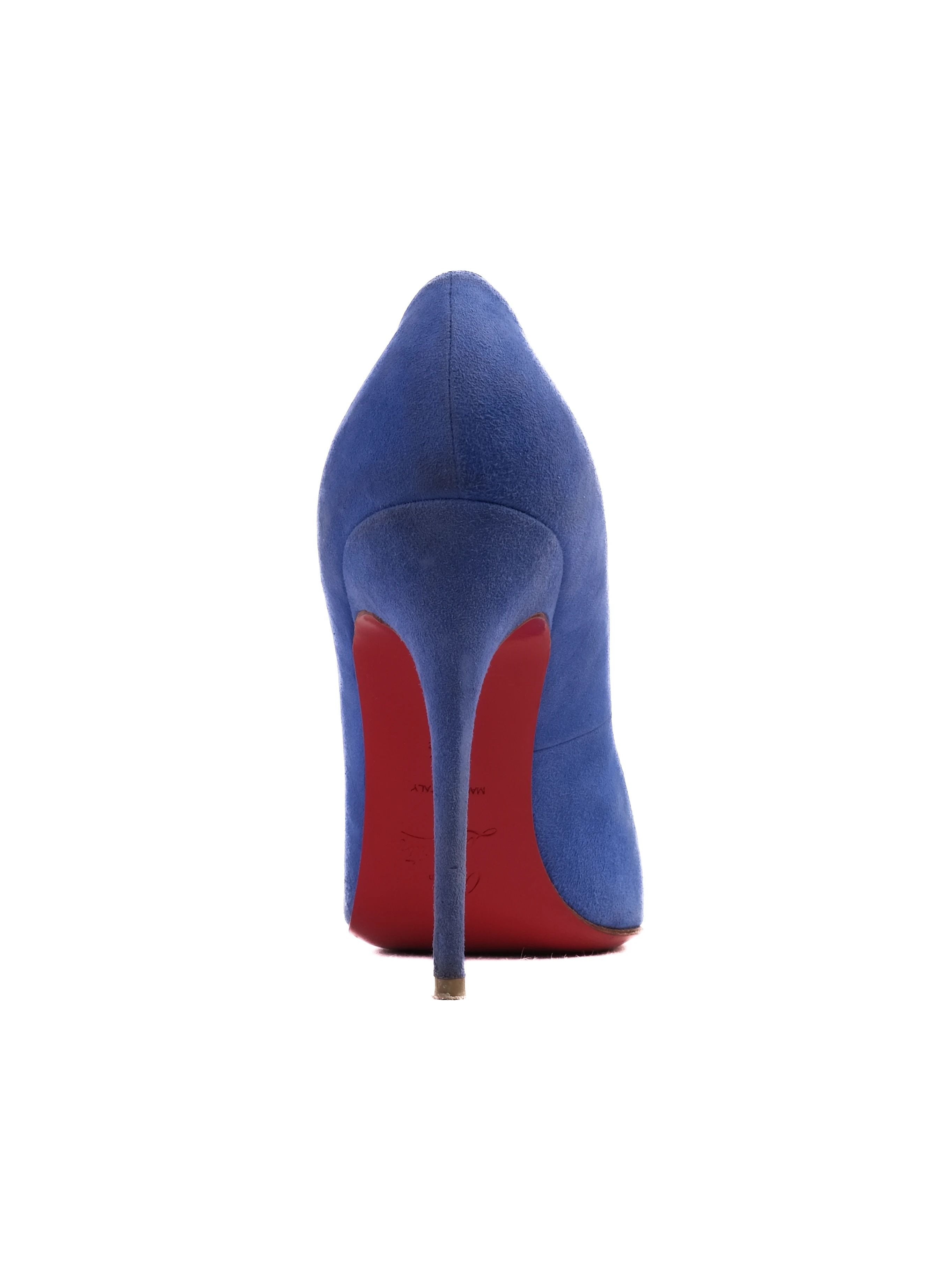 Christian Louboutin Blue Leather Stiletto Pumps Size 38.5 Excellent