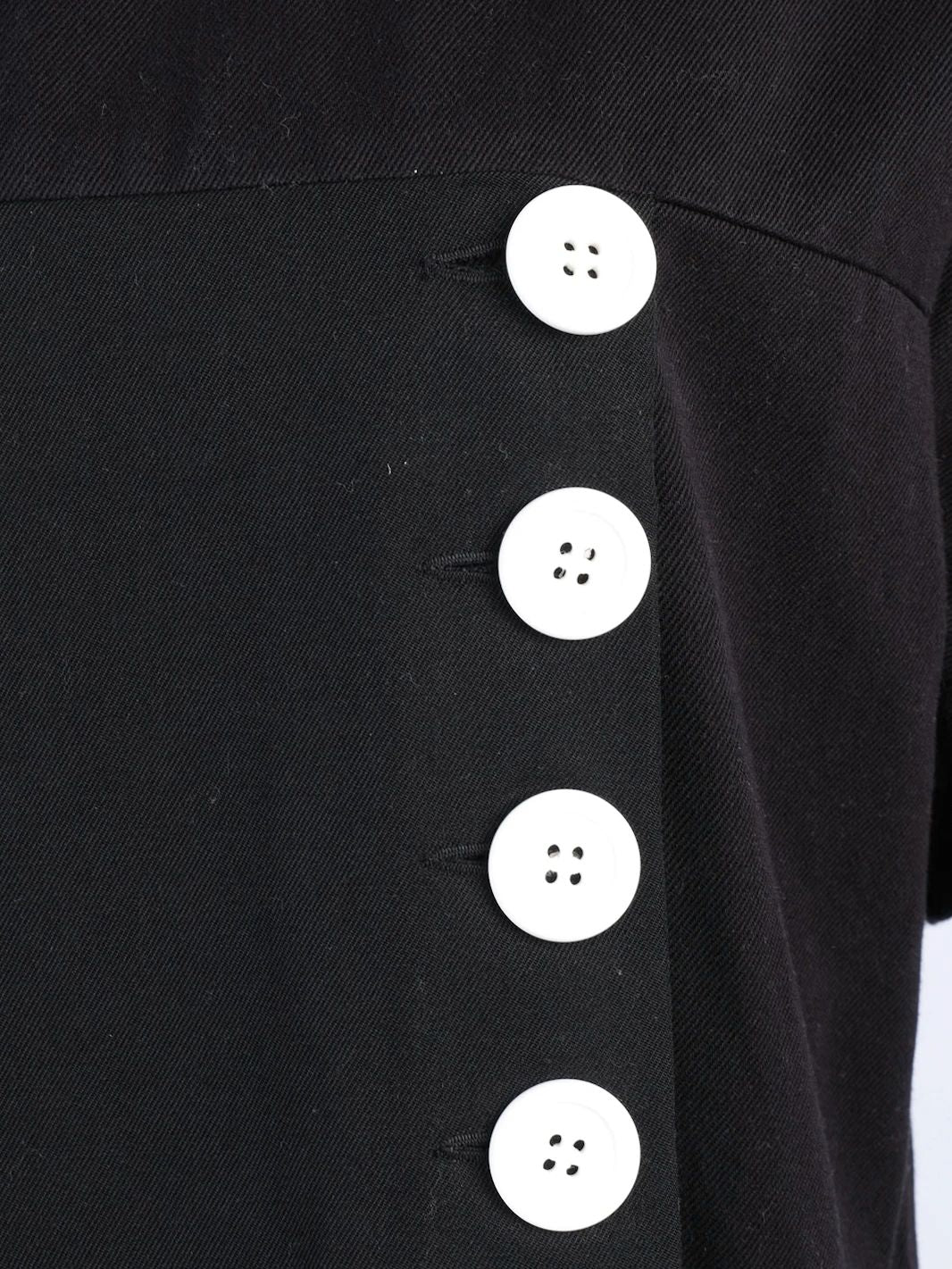 Excellent Celine Black Wool Dress XL with White Buttons