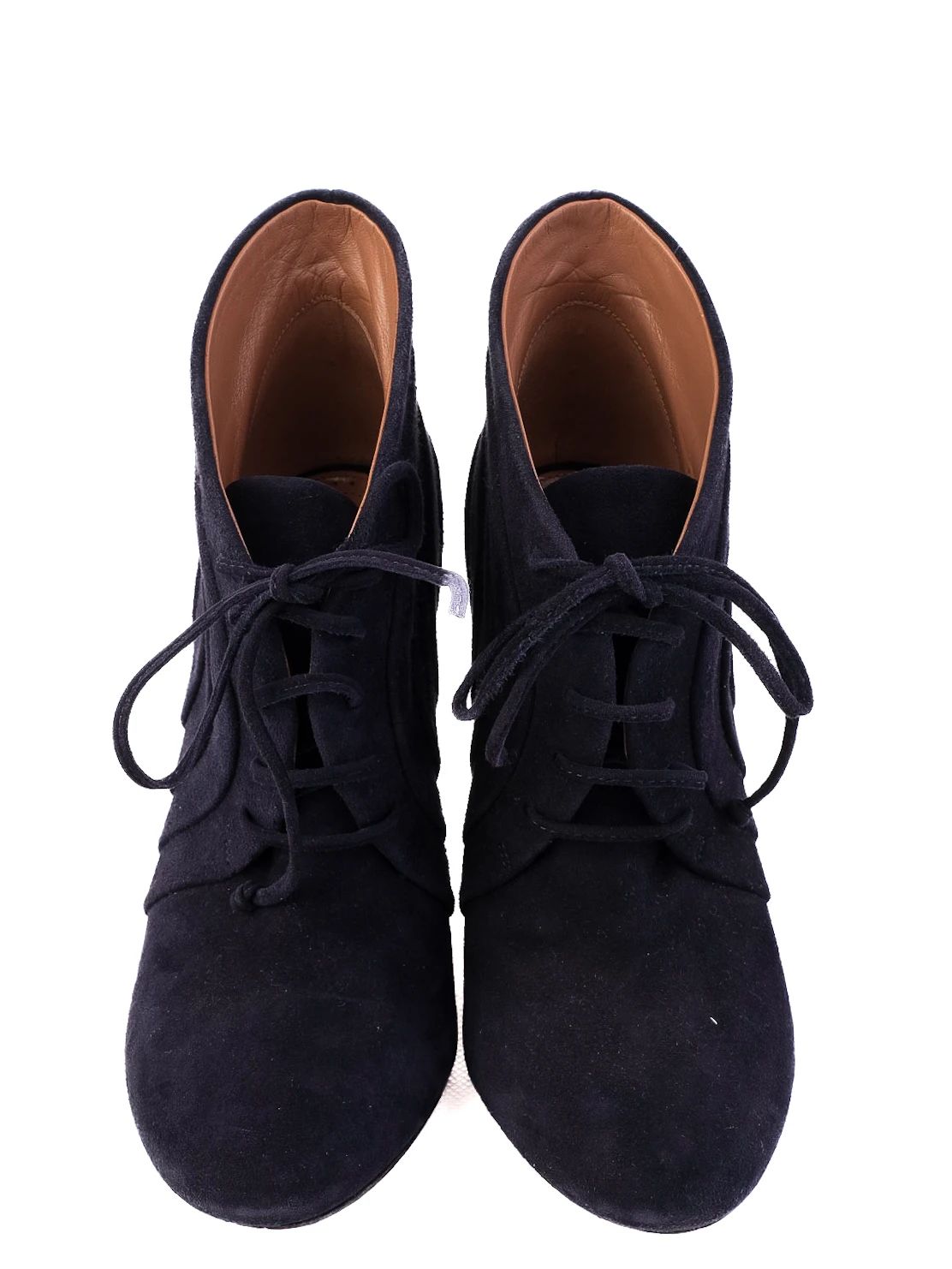 Excellent Alaia Blue Genuine Suede High-Heeled Ankle Boots Size 36.5