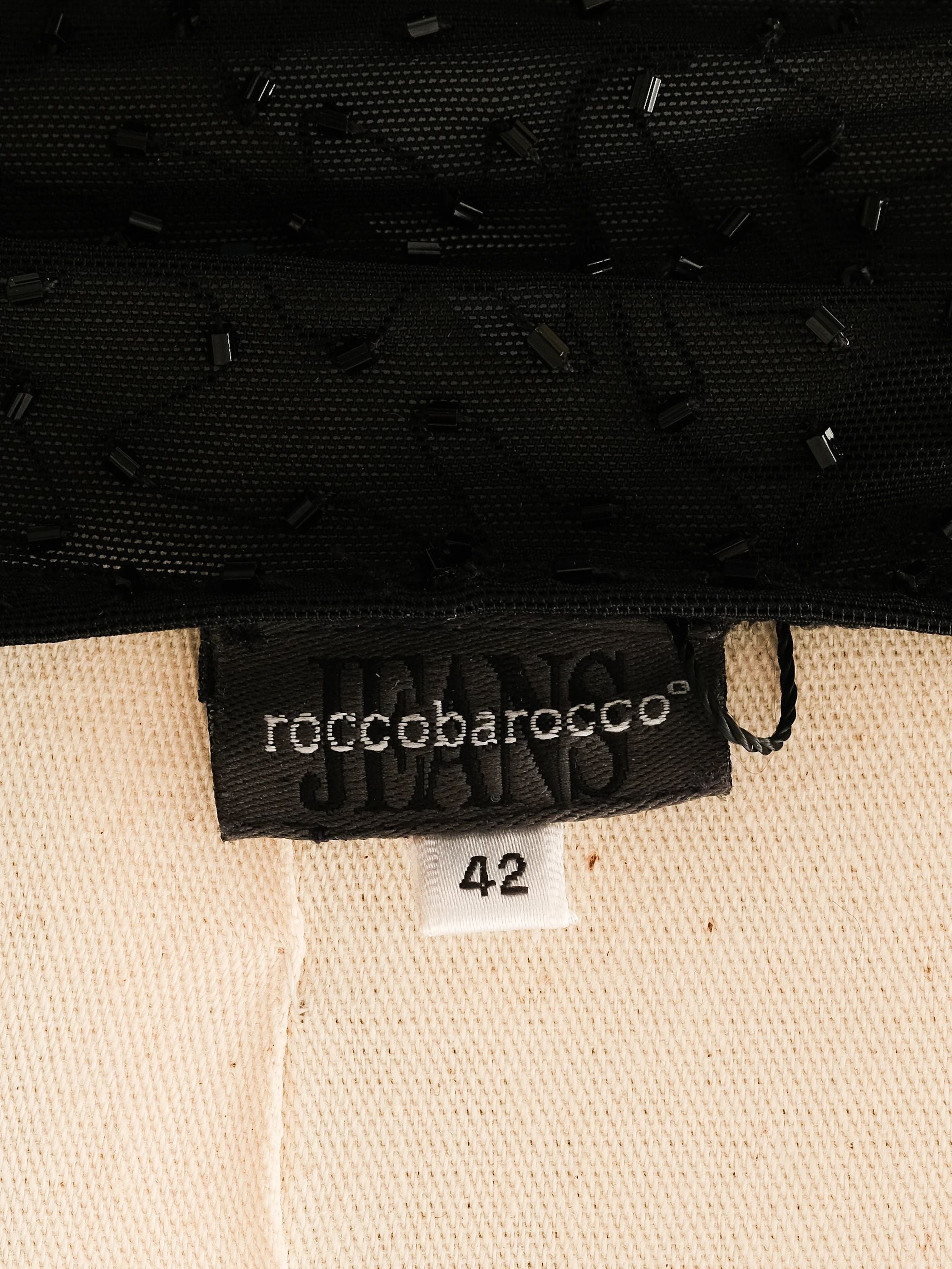 Excellent Roccobarocco Black Sequined Sleeveless Top Size L