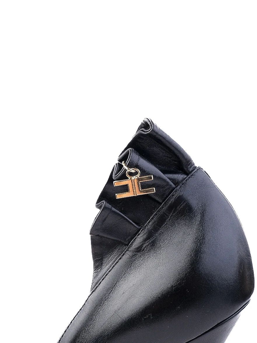 Excellent Elisabetta Franchi Black Leather High Heels Size 38