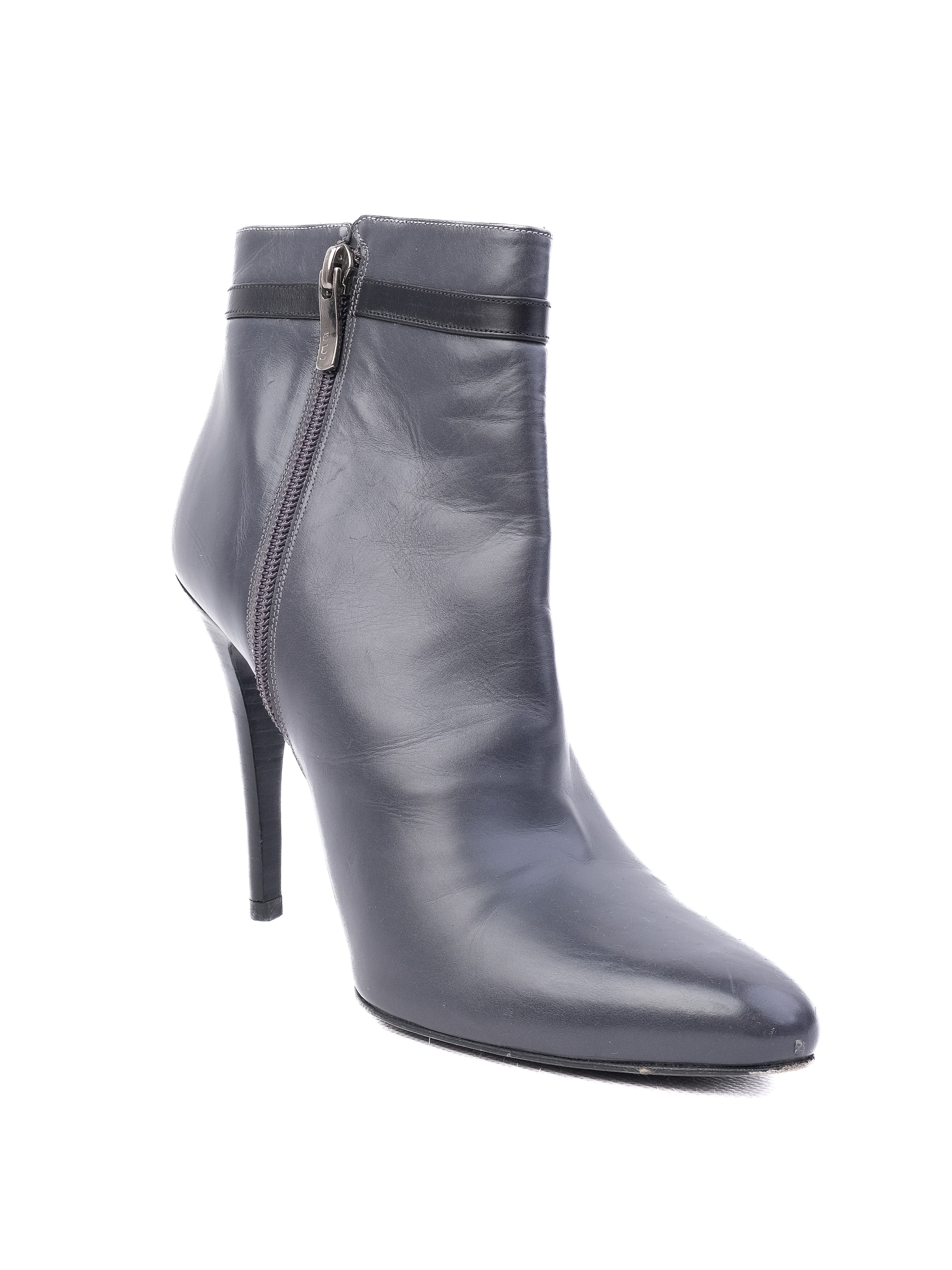 Excellent Barbara Bui Gray Leather High-Heeled Ankle Boots Size 40