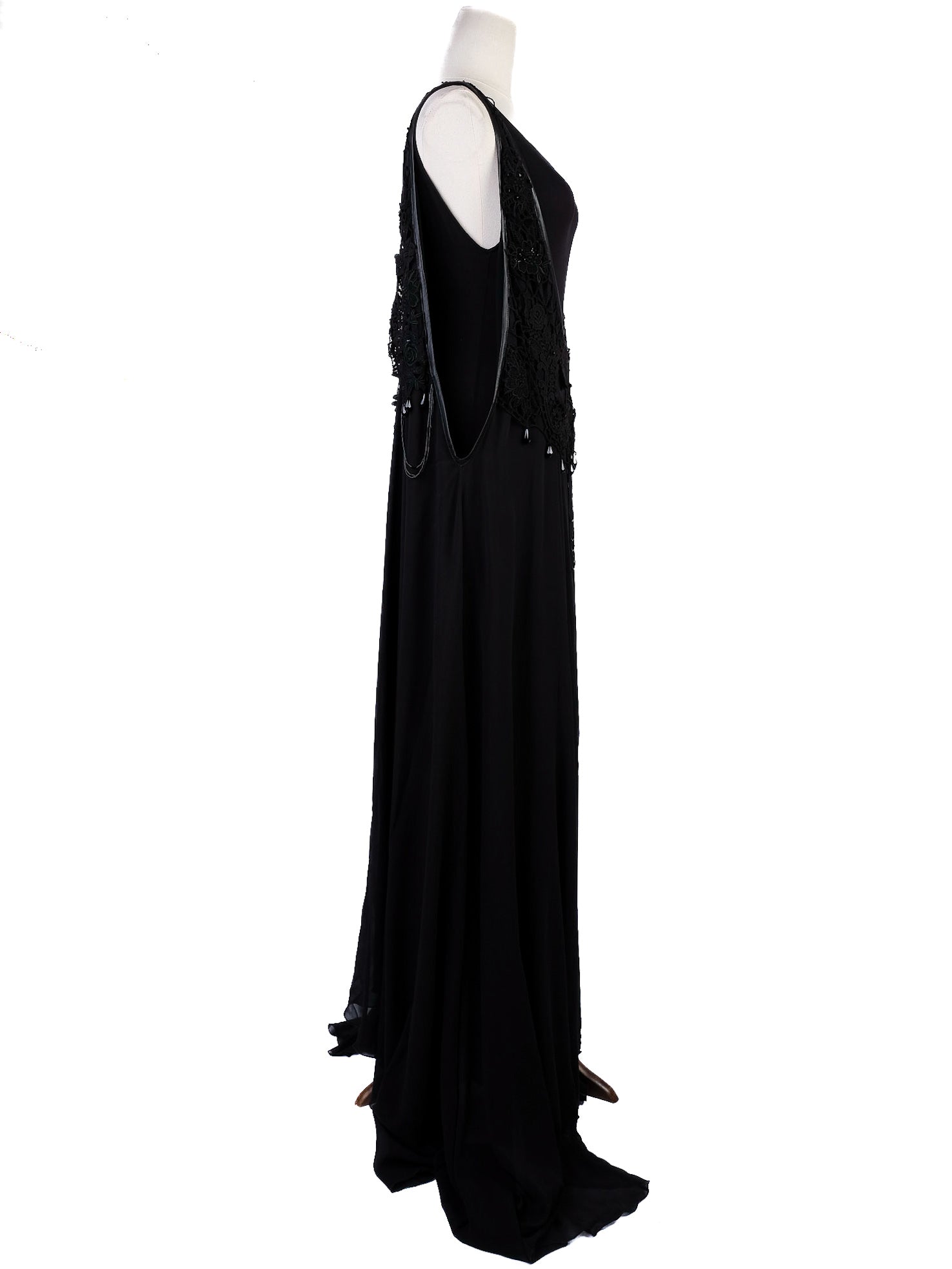 Augustin Teboul Black Sleeveless Gown XS Elegant Embellishments