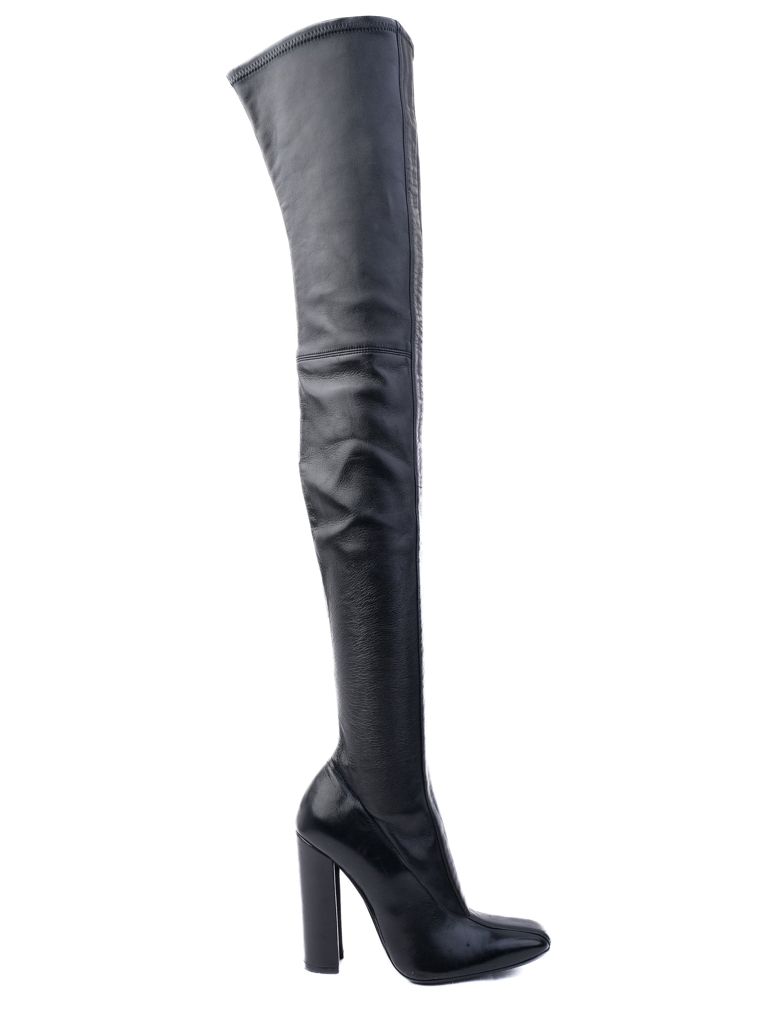 NEW Mila Schon Black Leather Over-the-Knee High-Heeled Boots Size 36
